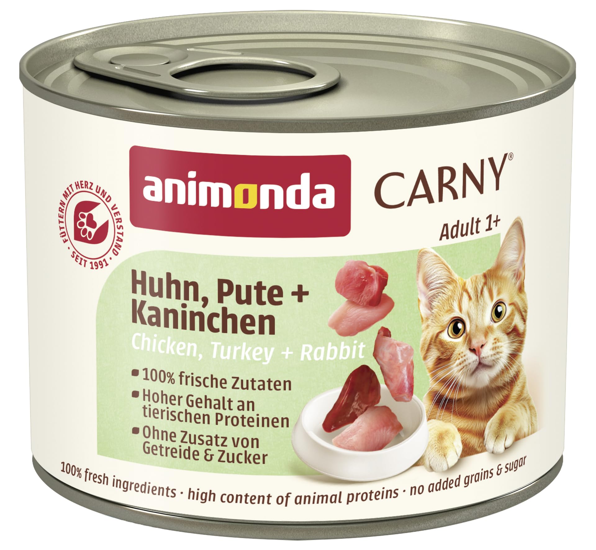animonda Carny Adult Huhn + Lachs (6 x 400 g), Katzennassfutter für ausgewachsene Katzen, Nassfutter mit 100 % frischen, fleischlichen Zutaten, Katzenfutter ohne Getreide und Zucker