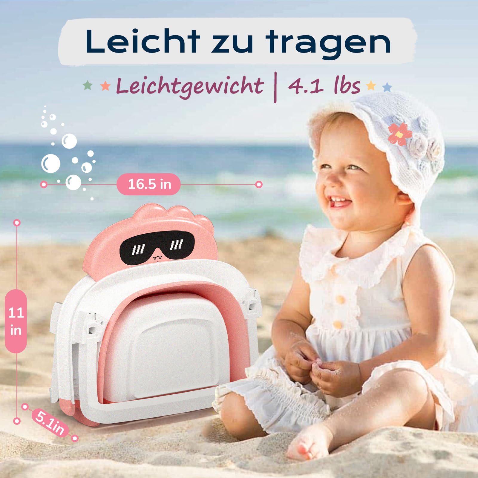 COOSEYA Baby Badewanne für 0-18 Monate, Faltbare Babywanne mit Babybadewanne Stützkissen, Portable Baby Bathtub als Wesentliche Artikel für Neugeborene und Kleinkind, Dinosaurier - Design (Grau)