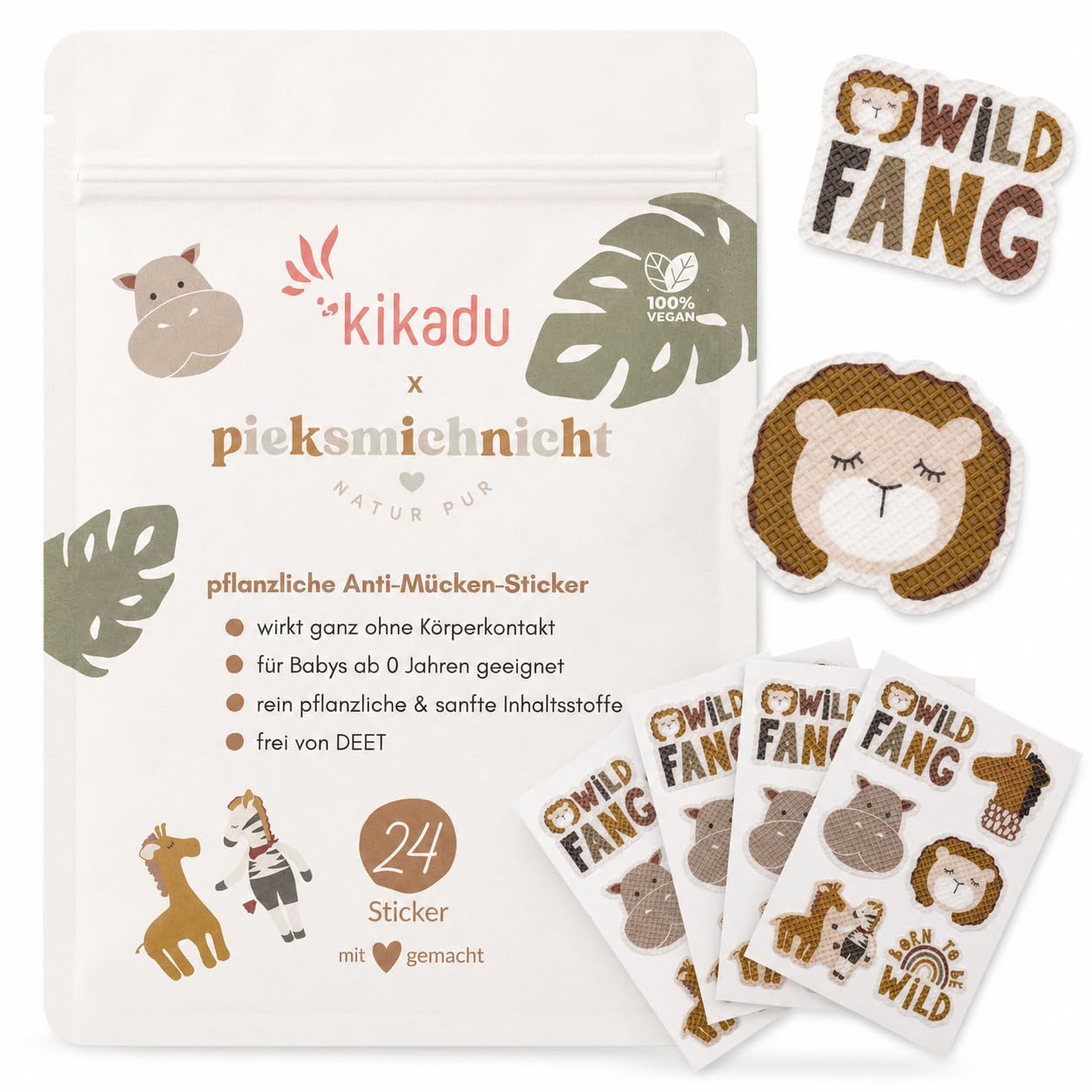Pflanzliche Anti-Mücken-Aufkleber für Babys und Kinder Mückenschutz Insektenschutz Mückensticker Patches Pflaster DEET frei (Cool Kids Club)