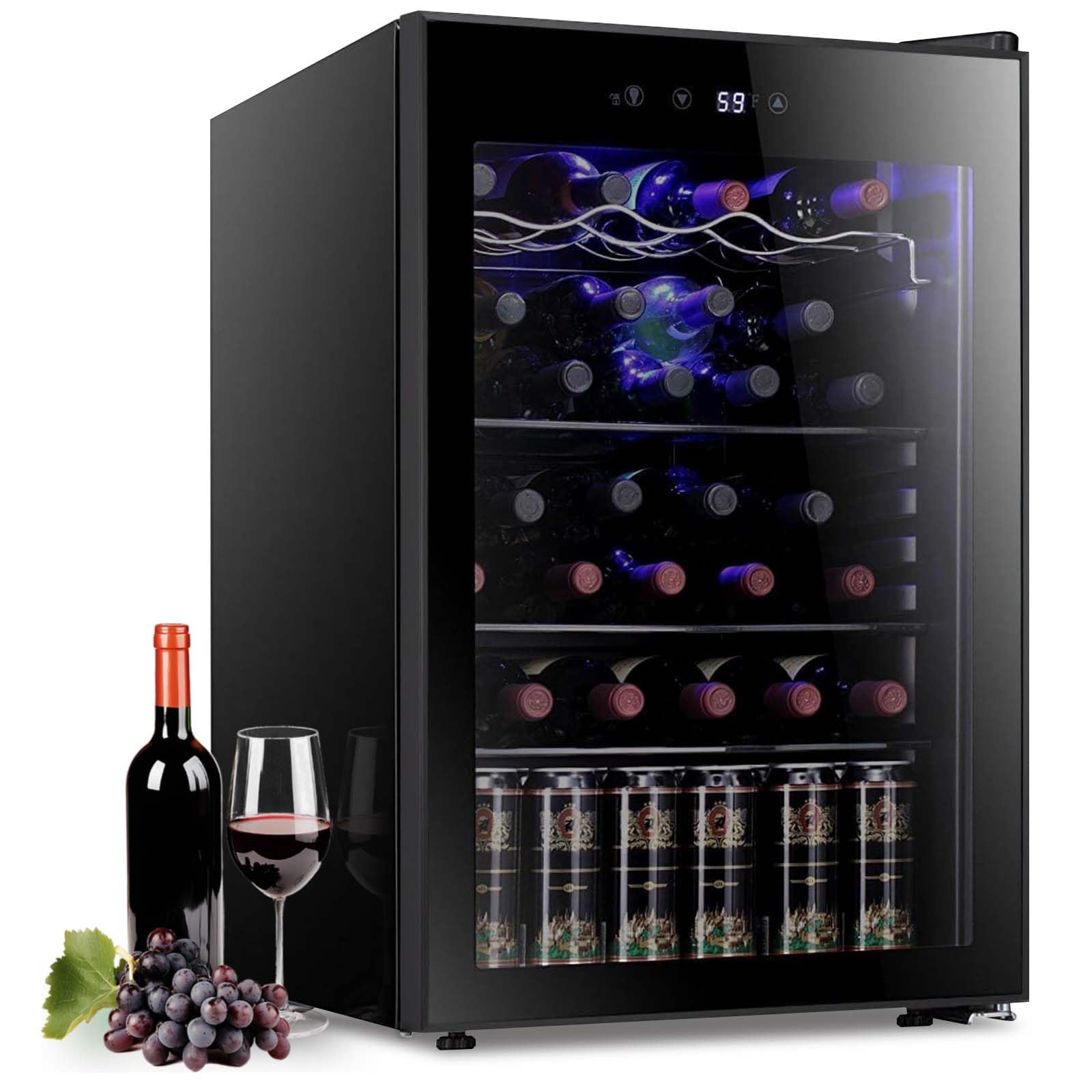 Antarctic Star Wine Cooler, Beverage Refrigerator, 16 Bottle Freestanding Quiet Wine Cellar Front Glass Door for Home and Bar, Digital Temp Control, 1.71 Cu.Ft.