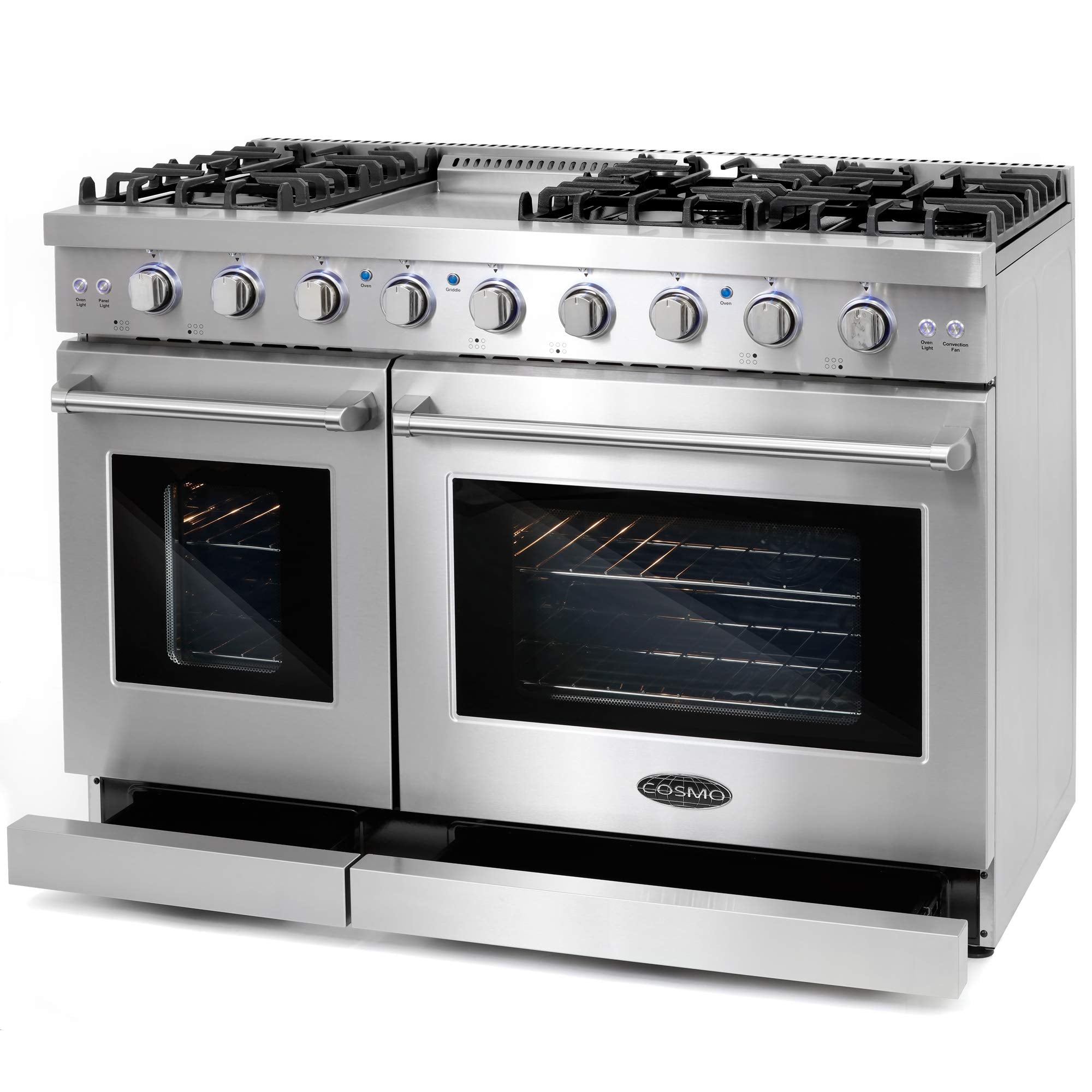 COSMO COS-EPGR366 36 in. Haven Collection 6.0 cu. ft. Gas Range, 6 Burners, Convection Oven, Knob LEDs, Storage Drawer, Stainless Steel