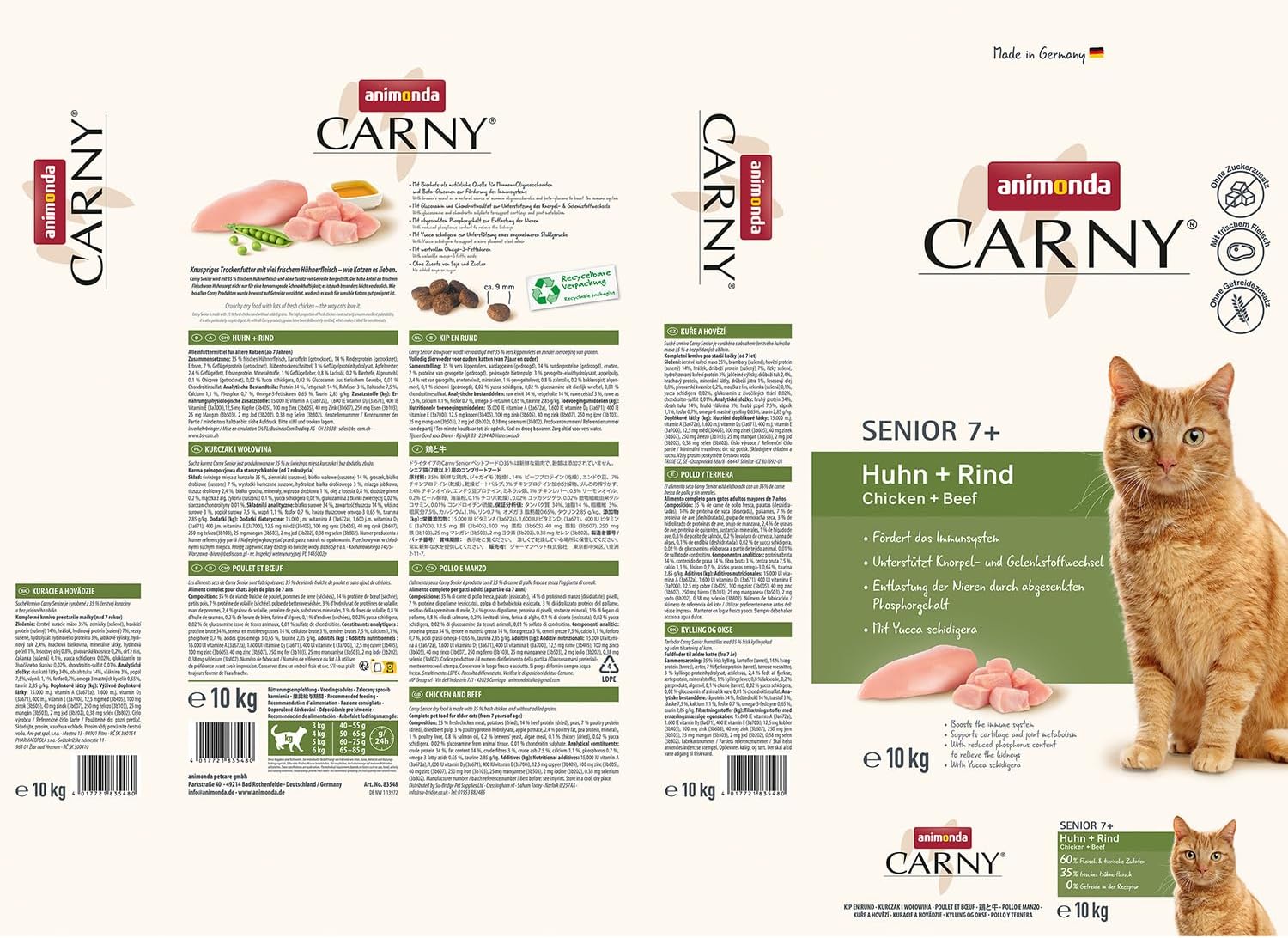 animonda Carny Katzen Trockenfutter Huhn und Rind (1 x 1,75 kg), Trockenfutter für ausgewachsene Katzen ohne Zucker und Getreide, mit frischem Hühnerfleisch und Rinderprotein