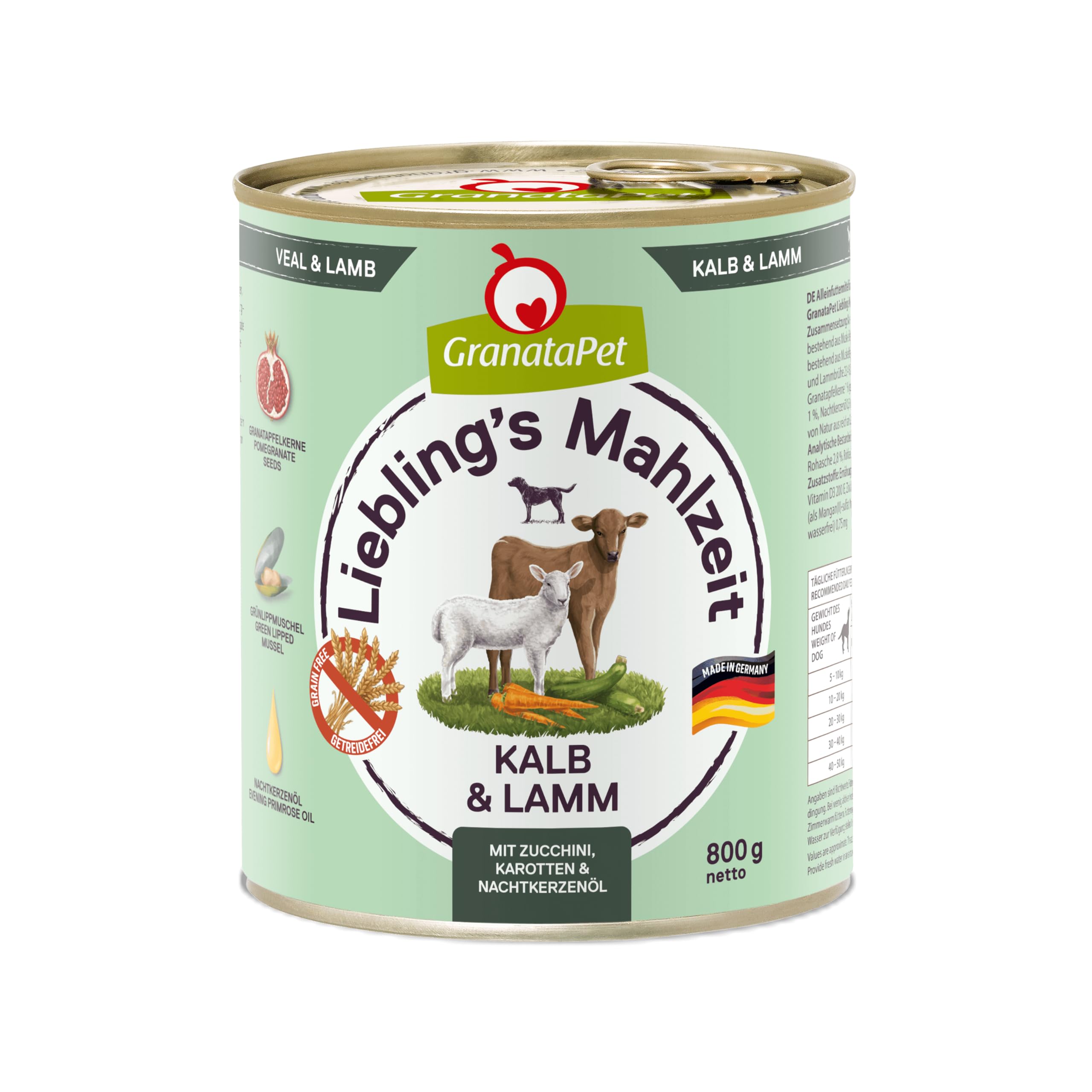 GranataPet Liebling's Mahlzeit Multipack 2, Nassfutter für Hunde im Probierpaket, Alleinfuttermittel ohne Getreide, Hundefutter mit hohem Fleischanteil & hochwertigen Ölen, 6 x 800 g