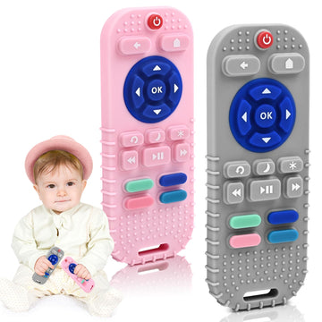 Zahnen Beißringe Spielzeug für Babys 3-6-12 Monate Geschenke, Fernbedienung Baby Zahnungshilfe für 7 8 9 Monate Kleinkind Autismus, Lebensmittelqualität Silikon Badespielzeug, Schwarz