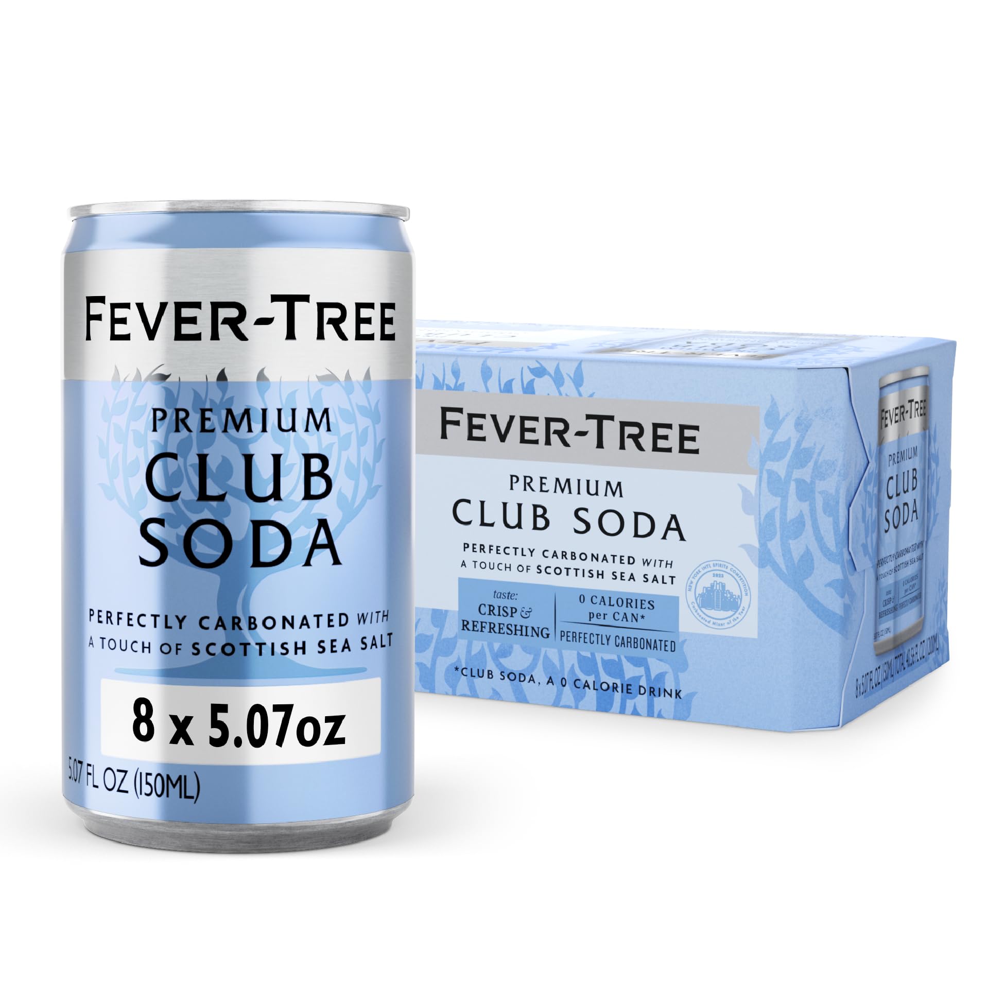 Fever Tree Club Soda Club Soda - Premium Quality Delicate with perfect carbonation - Refreshing Beverage for Cocktails & Mocktails. Naturally Sourced Ingredients, No Artificial Sweeteners or Colors - 5.07 Fl Oz (Pack of 24)(Packaging May Vary)