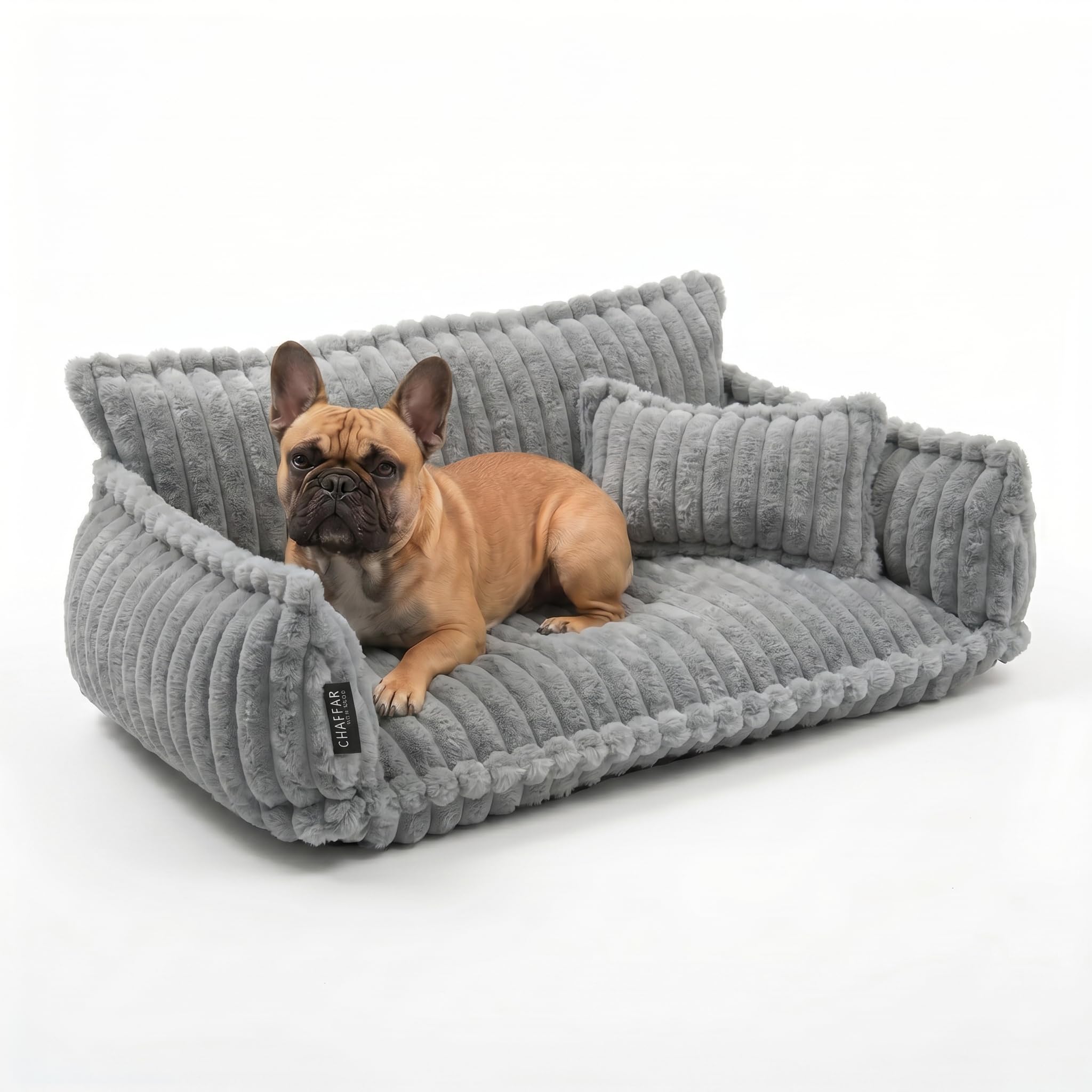 Katzensofa Chaffar | Katzenbett Hundebett Hundesofa | Orthopädische Matratze | Moderner Stil | Cord-Design Größen (Lichtgrau, M (80cm))