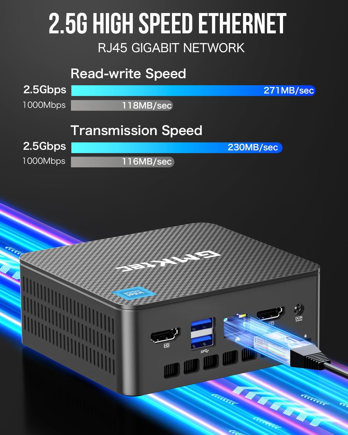 GMKtec Mini PC Computers Intel N95 Processor (Turbo 3.4GHz) 8GB DDR4 256GB SSD Desktop Computer 4K Dual HDMI Display/3x USB3.2/WiFi 5 BT5.0/RJ45 Ethernet Nucbox G3S
