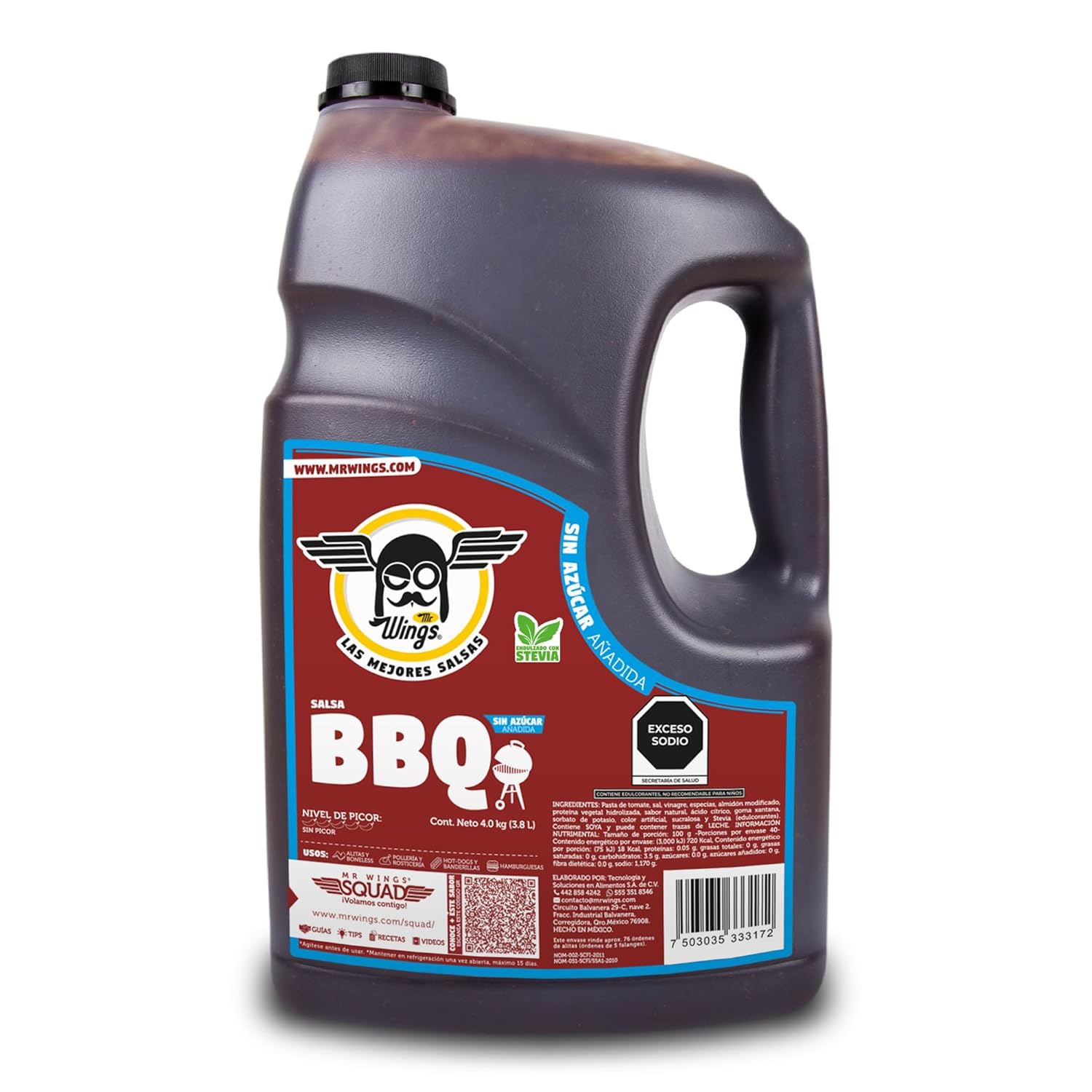 Mr. Wings Sweet Mango Mild Sauce 1 Gallon (128 Fl Oz). Sweet and spicy delight, perfect for boneless chicken, fries, drinks, and your favorite snacks. Large bulk sauce.