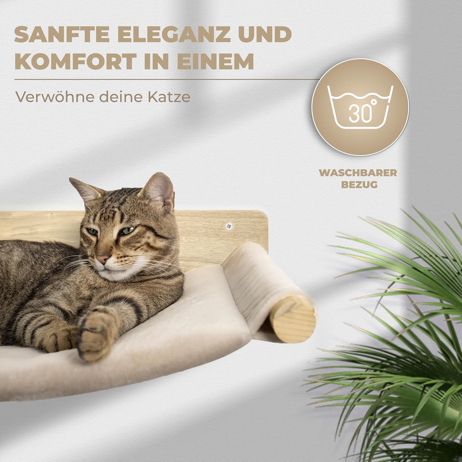 WOOWOOD® 2X Kletterwand Katzen - 3X Katzentreppe Wand- Kratzbaum Wand - Hängematte Katze - Wandkratzbaum - Katzenmöbel - Katzenwand - Katzen Kletterwand Set - Naturhell
