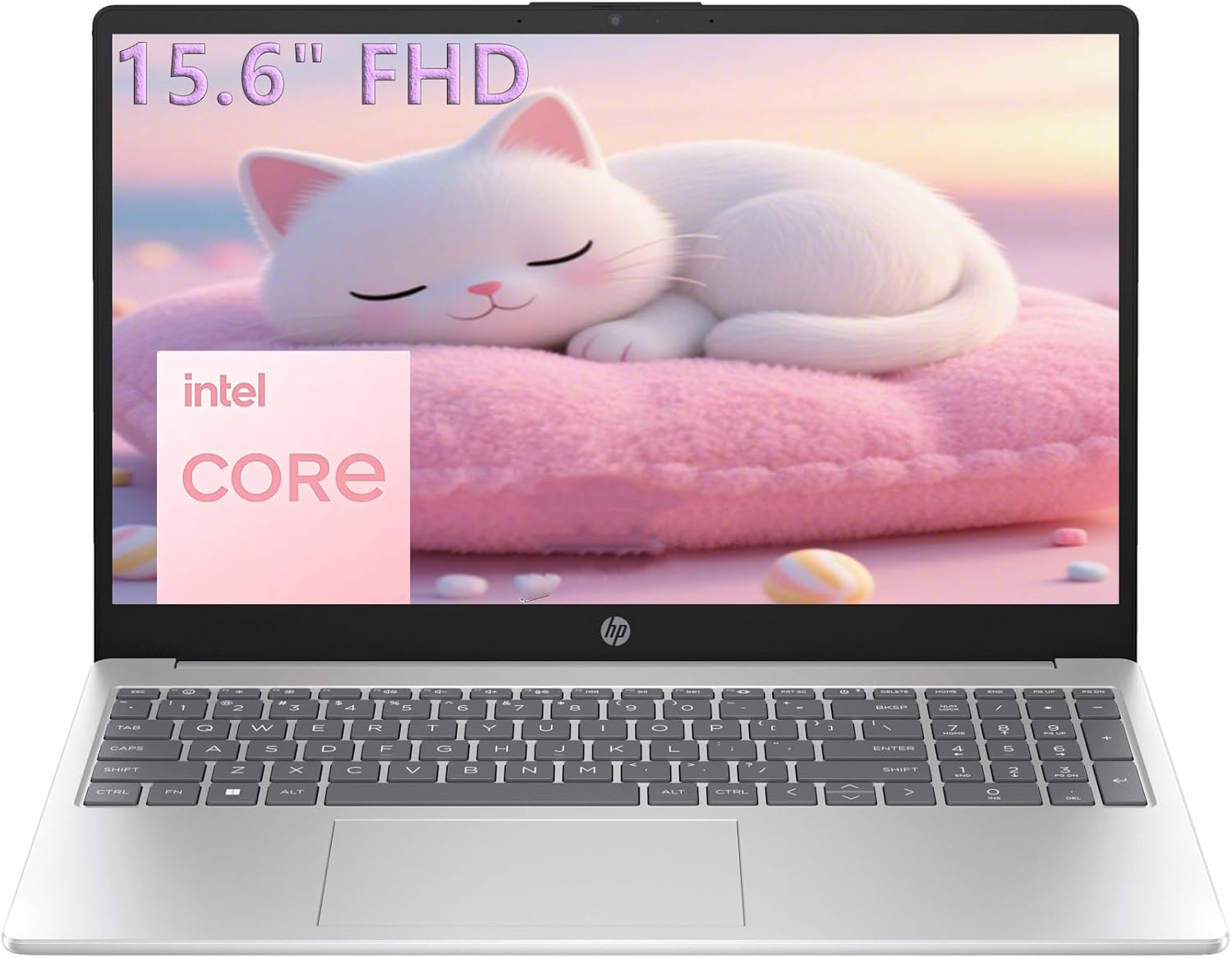 HP 15.6" FHD Laptop 2026 Edition with Copilot AI, 8GB RAM, 256GB SSD, Intel Processor, Long Battery Life, Lightweight 3.64 lbs, Microsoft 365, Windows 11 for Students & Office