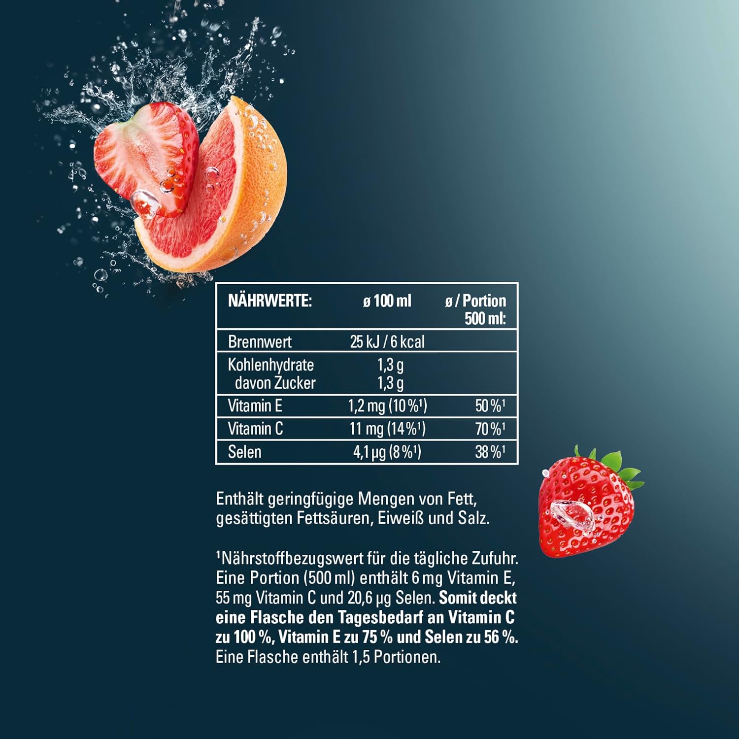 hohes C Vitamin Water Protect Limette & Ingwer (6 x 750ml), für dein Immunsystem: Vitamin C, D, E + Zink, gegen oxidativen Stress, nur 6kcal/100ml, ohne Zuckerzusatz & Süßungsmittel, vegan