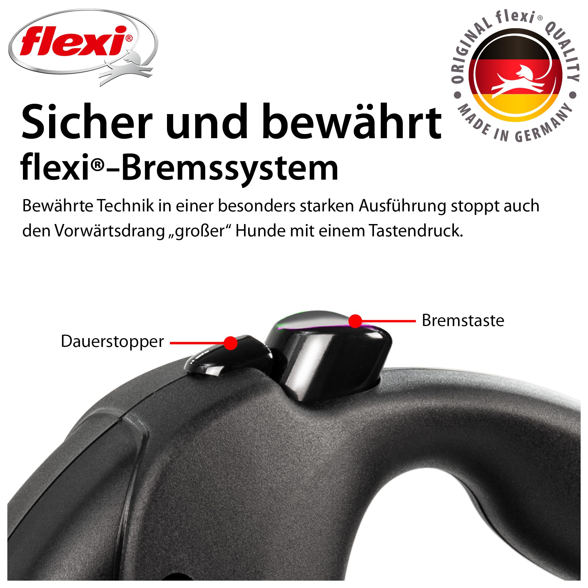 flexi® Giant S/M | 8m Gurt Roll-Leine für Hunde bis 25 kg | schwarz/neon-gelb | ausziehbare Hundeleine | Gewicht 438.4 gr | Maße 15.3 x 19.2 cm