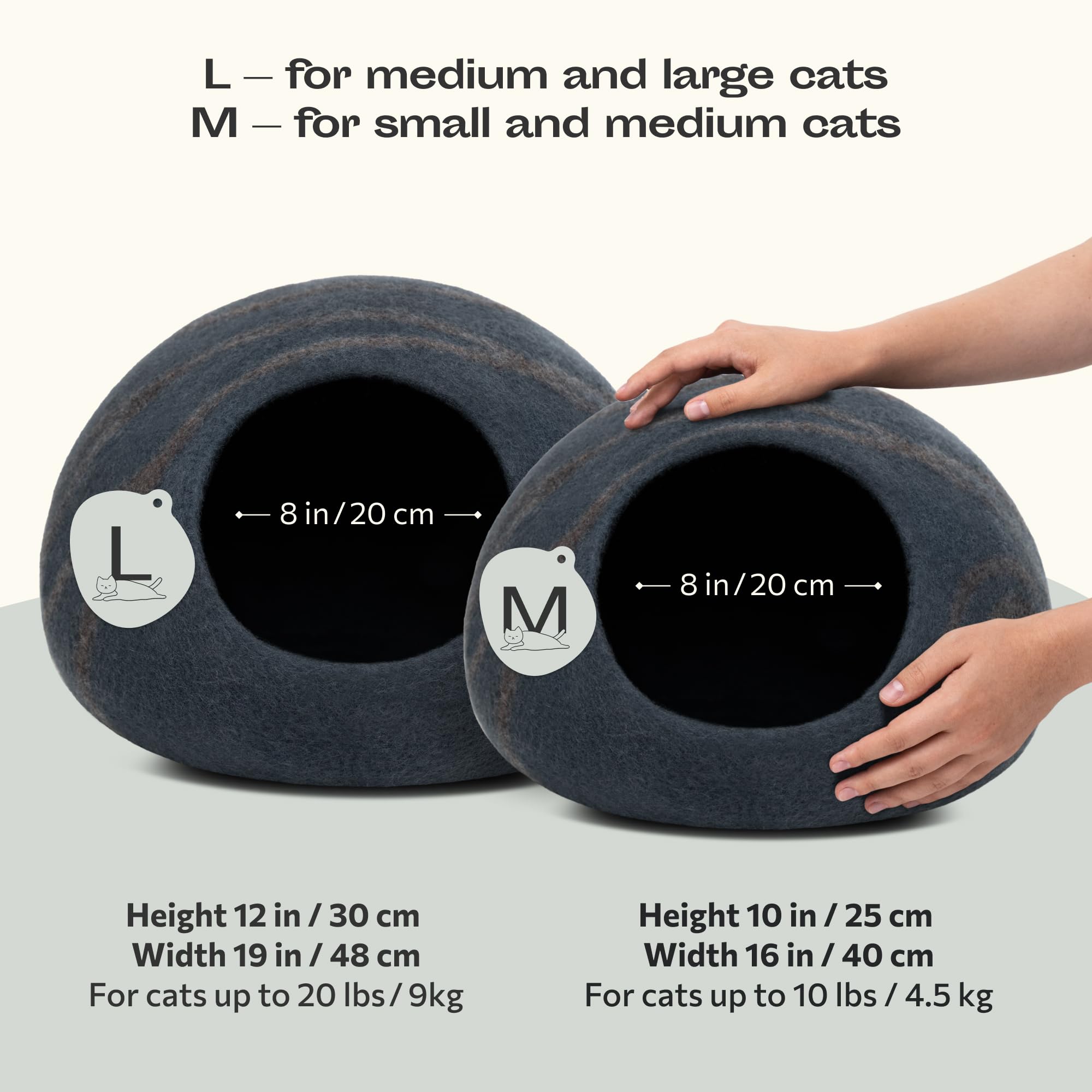 MEOWFIA Katzenbett aus Merinowolle – Handgefilztes, Umweltfreundliches Katzenbett für Katzen & Kätzchen – Weiches Schlafbett, Warm im Winter & Kühl im Sommer, Stilvolles Design