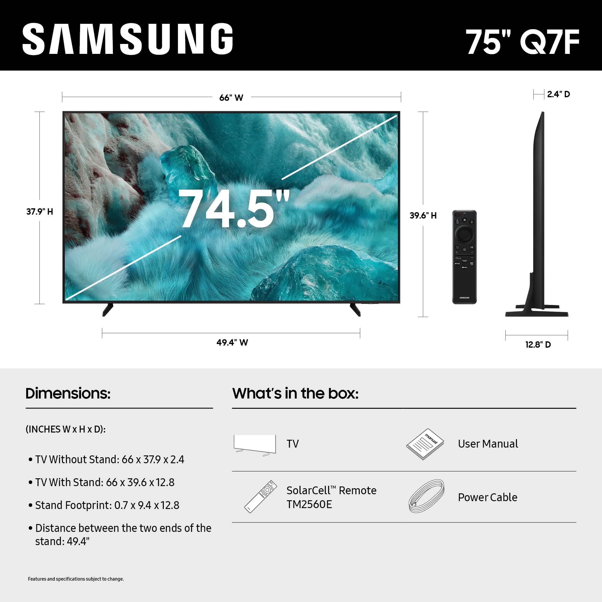 Samsung 65-Inch Class QLED Q7F Series Samsung Vision AI Smart TV (2025 Model, 65Q7F) Quantum HDR, Object Tracking Sound Lite, Q4 AI Gen1 Processor, 4K upscaling, Gaming Hub, Alexa Built-in