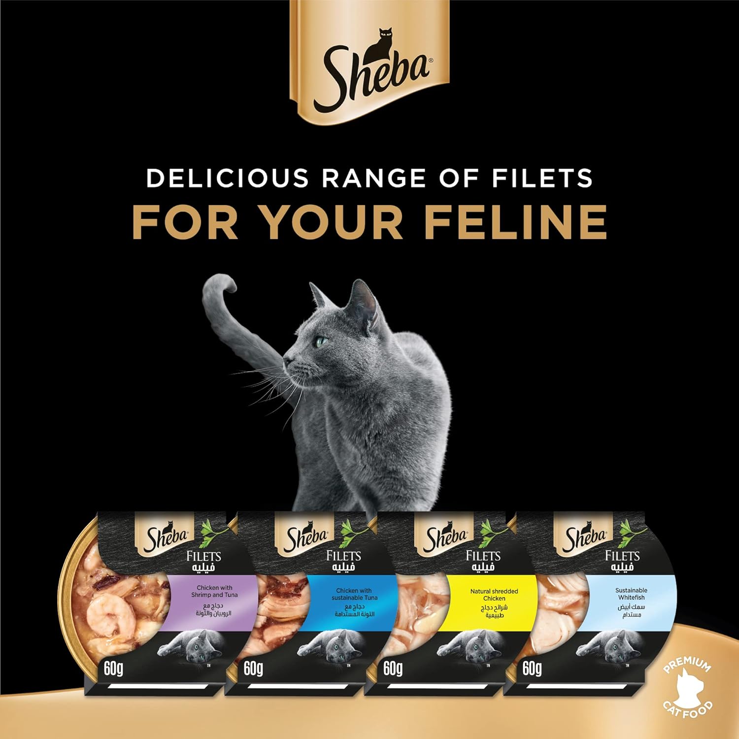 SHEBA Filets Adult Katzenfutter in Sauce mit Huhn 16 x 60g Schale