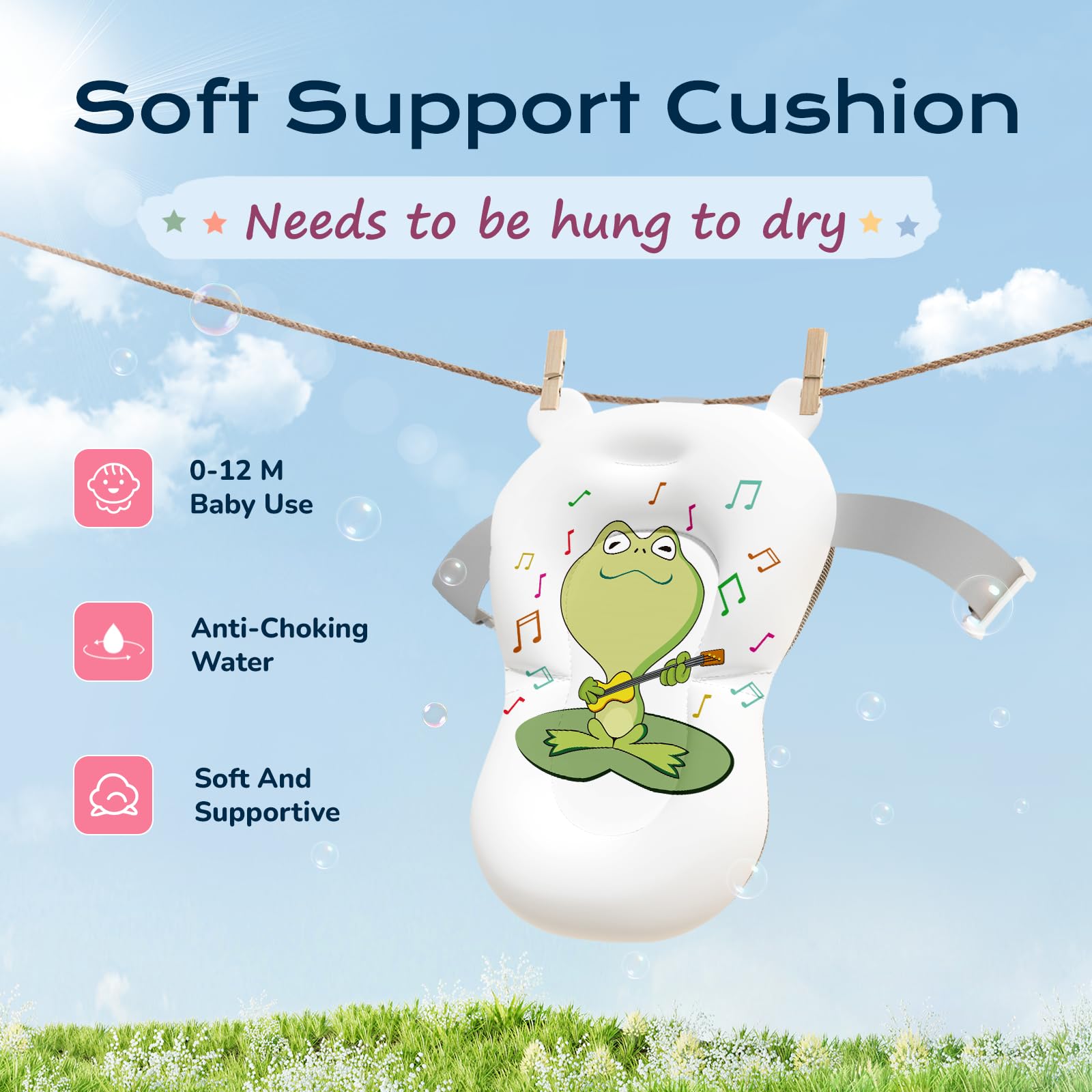 COOSEYA Baby Badewanne für 0-18 Monate, Faltbare Babywanne mit Babybadewanne Stützkissen, Portable Baby Bathtub als Wesentliche Artikel für Neugeborene und Kleinkind, Dinosaurier - Design (Grau)
