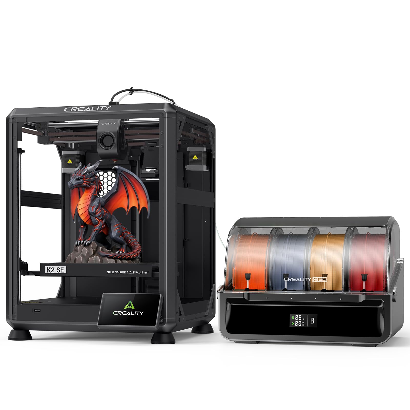 Creality K2 SE 3D Printer, 500mm/s High-Speed Printing, Support Multi Color 3D Printing Needs CFS, Solid Metal Build, Auto Leveling, Direct Drive Extruder, Quick-Swap Nozzle, 220×215×245mm Print Size