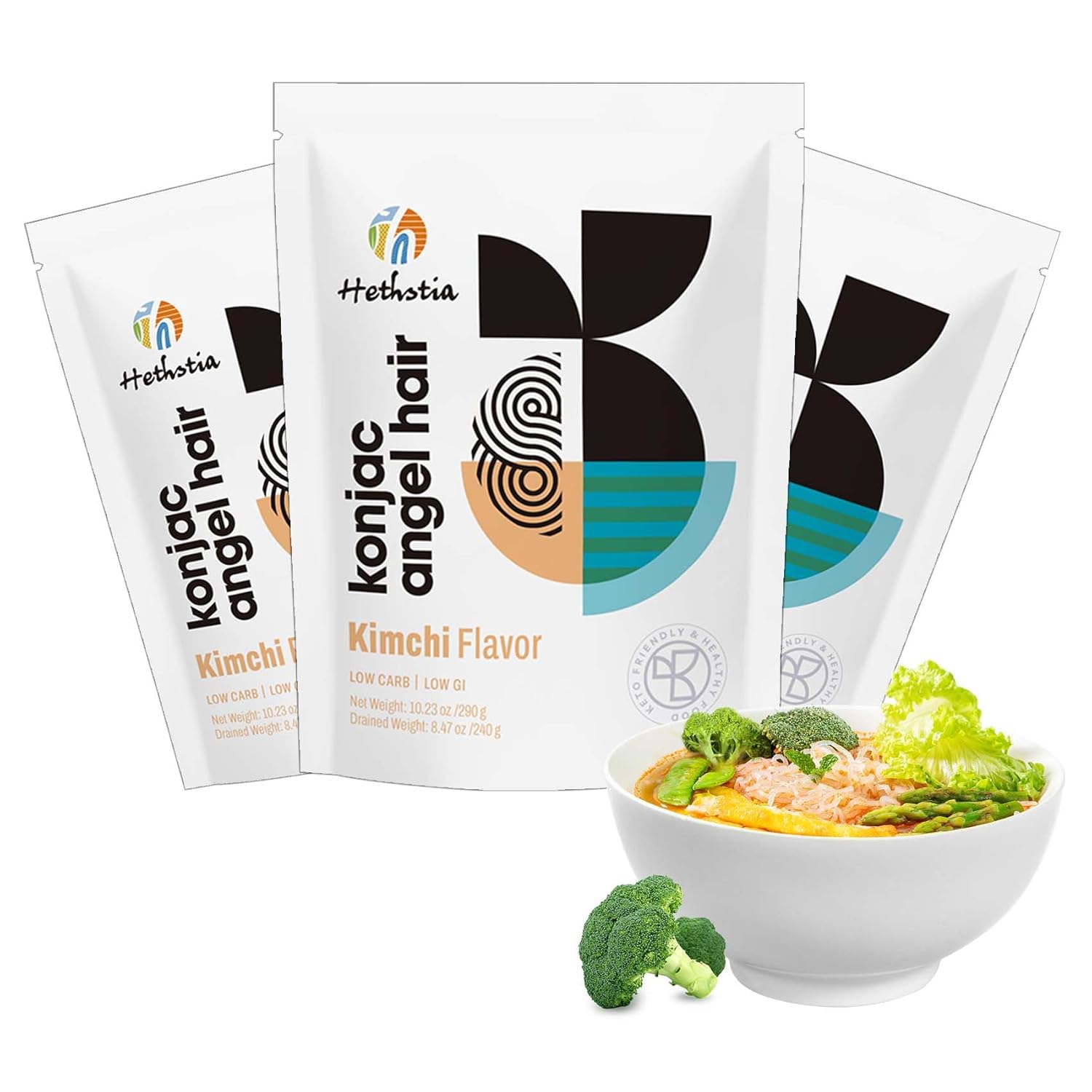Hethstia Konjac Noodles, 10 Packs Shirataki Spaghetti - Low Carb, Low Calorie, Ready to Eat Konjac Pasta - Keto, Gluten-Free, Vegan, Fat-Free, 0 Sugar, Healthy Low Carb Pasta Substitute