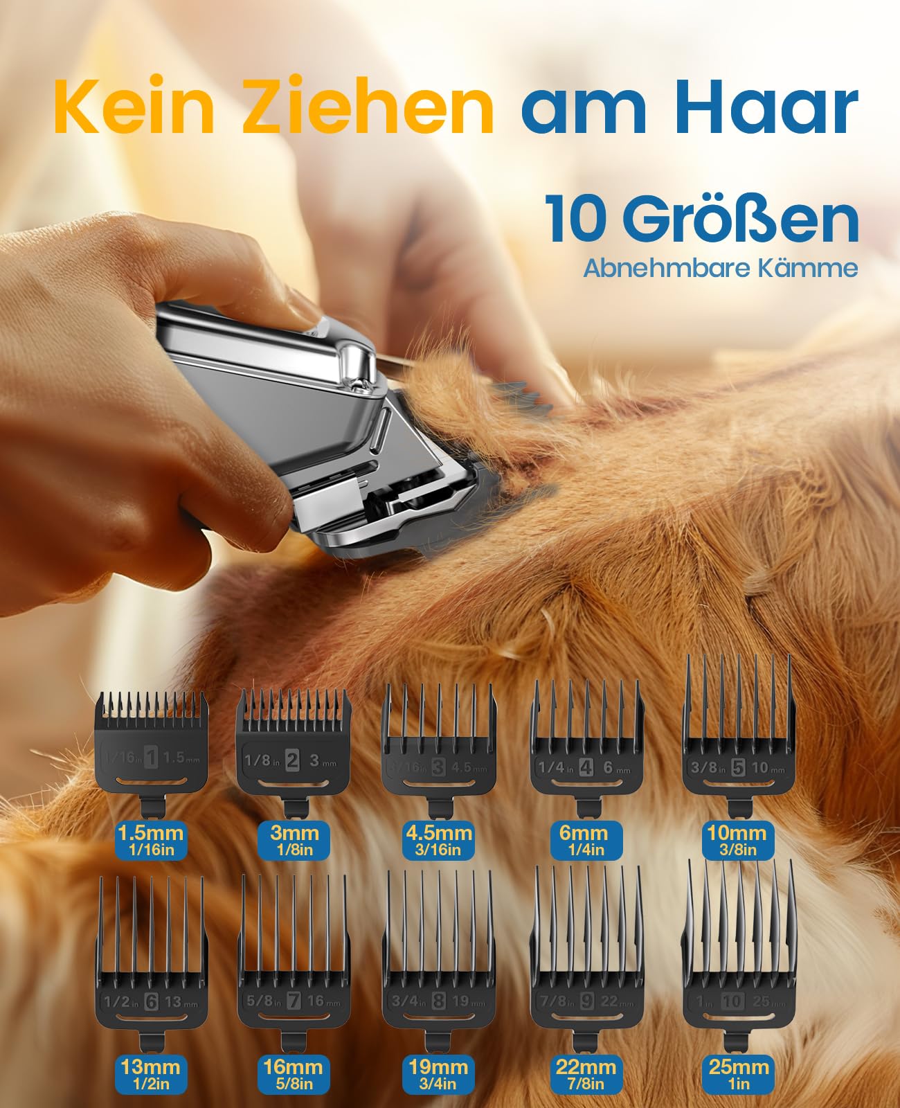 oneisall Hundeschermaschine für die Fellpflege für dickes, schweres Fell/geräuscharmer, wiederaufladbarer, kabelloser Haustierrasierer mit Edelstahlklinge/wasserdichter Hunderasierer für Hunde
