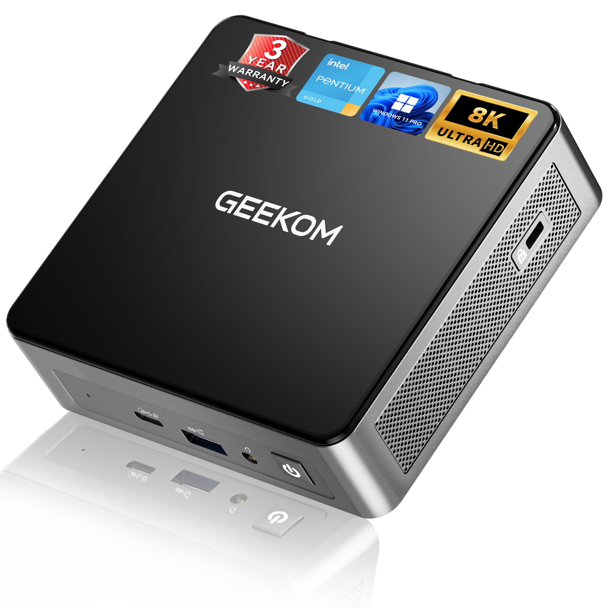GEEKOM Air12 Mini PC for Business & WFH (2026), Intel 7505 (Up to 3.5GHz), 8GB RAM (Dual-Slot Upgradeable), 256GB M.2 SSD, 8K & Triple 4K Display, 3-Year Warranty, Windows 11 Pro Desktop Computer