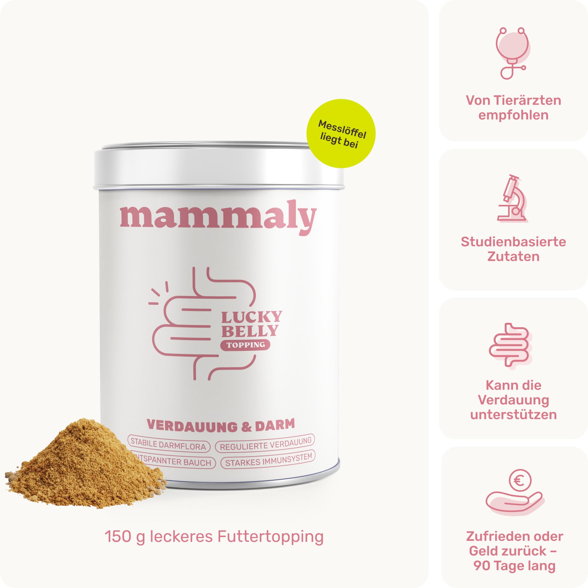 9-in-1 Probiotika für Deinen Hund - Lucky Belly Hypoallergen Allergie Fit ohne Huhn 120 Drops (350g) von mammaly-Bei Magenprobleme & Verdauungsprobleme für Magen-Darm,Verdauungssnacks bei Gras fressen