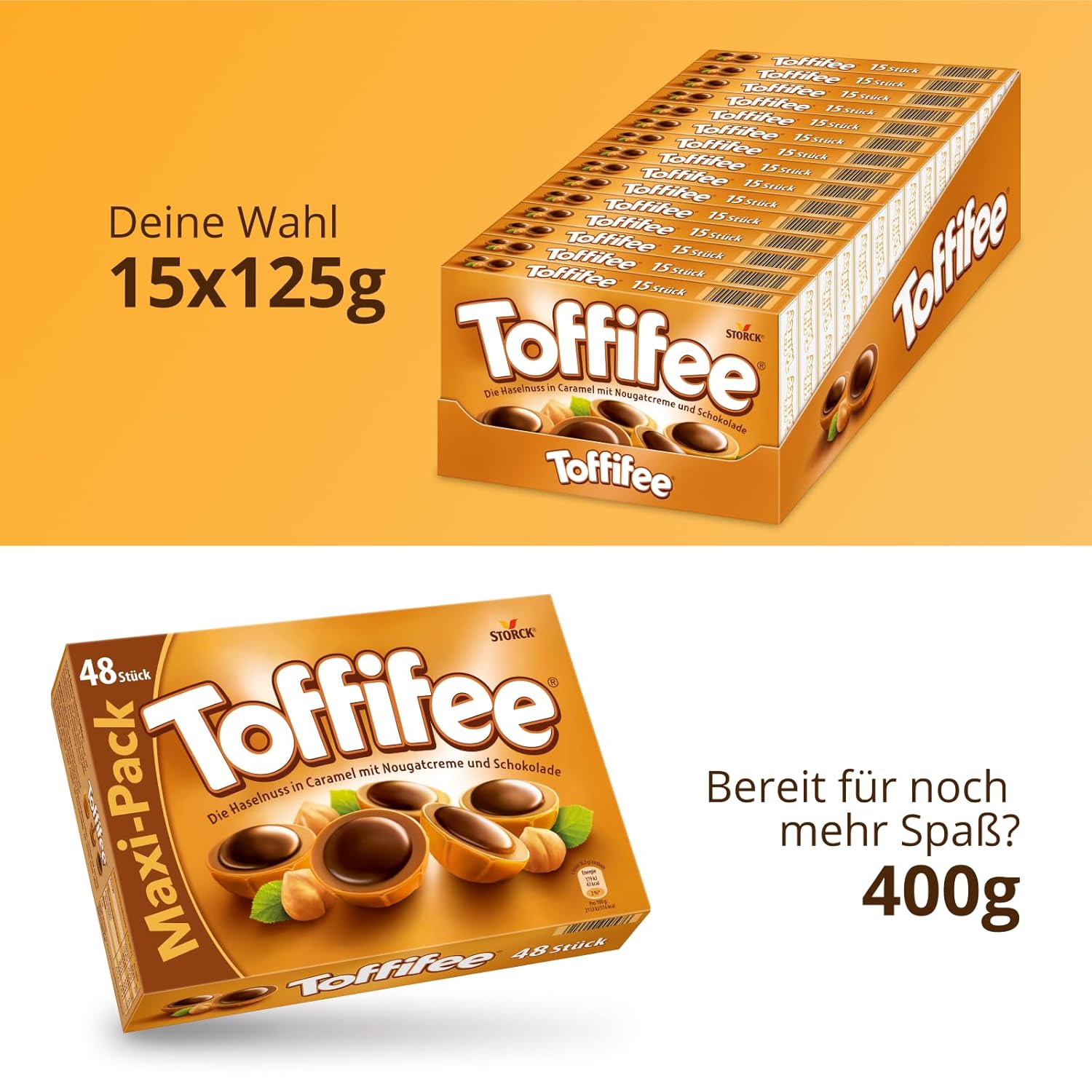 Toffifee – 1 x 125 g – Haselnuss in Karamell mit Nougatcreme und Schokolade – ideal zum gemeinsamen Naschen und Teilen