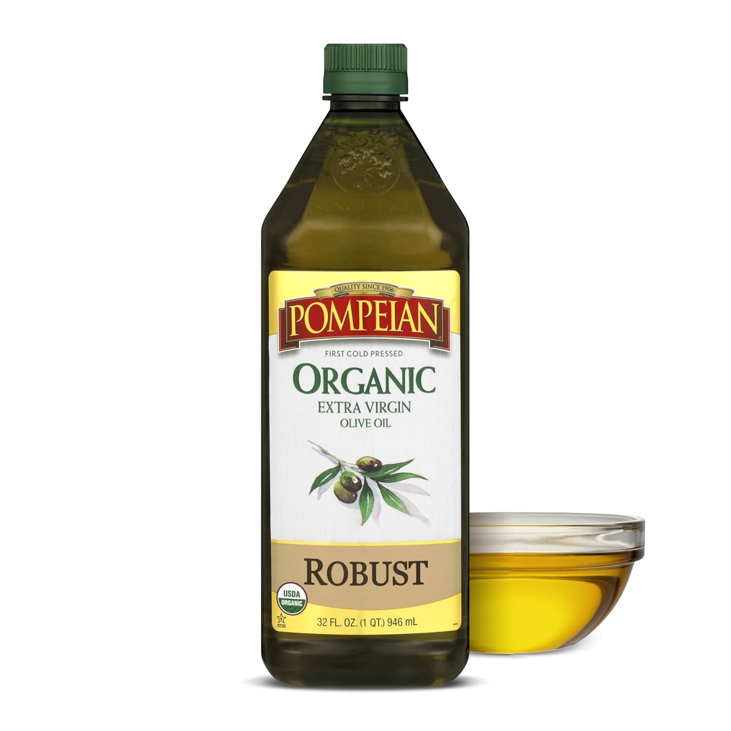 Pompeian Robust Extra Virgin Olive Oil, Contains Polyphenols, First Cold Pressed, 68 Fl Oz