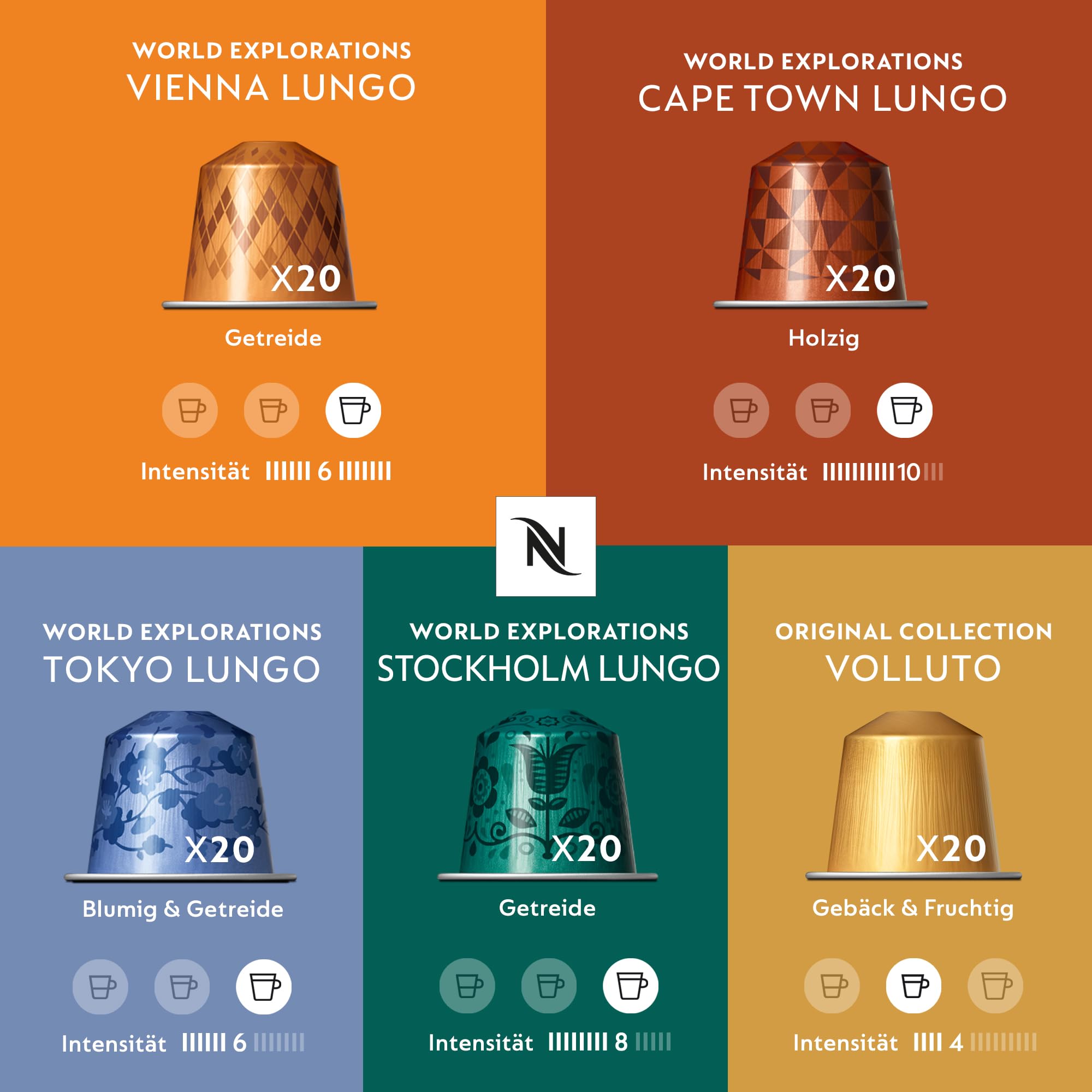 NESPRESSO ORIGINAL Ispirazione Italiana Auswahl 100 Kaffeekapseln | Arabica & Robusta Kaffee | Mittlere bis dunkle Röstung