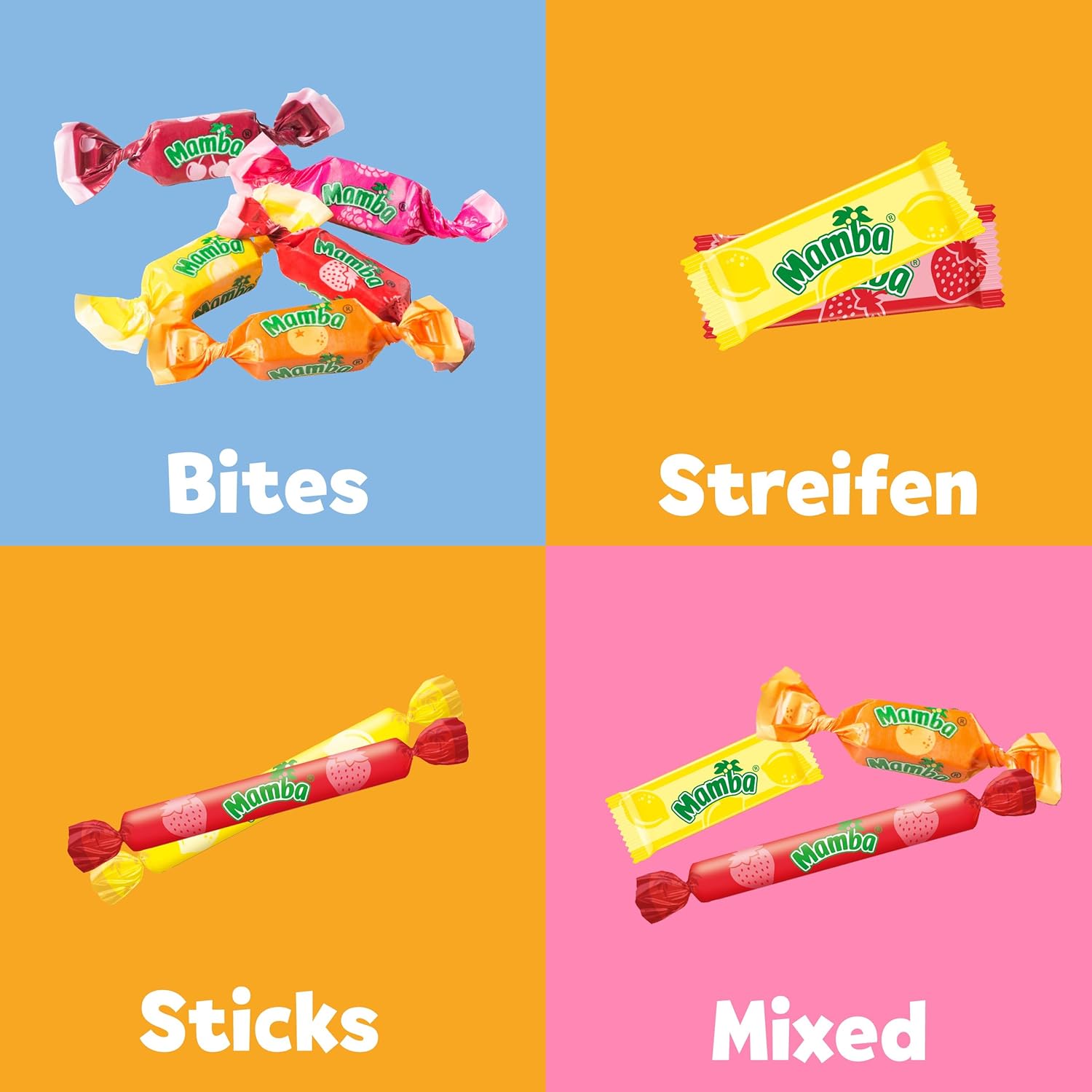 Mamba Beach Mix – 1 x 160g – Fruchtige Kaubonbons mit Mamba Beach Surfer, Mamba Beach Sticks & Mamba Beach Bites – Fruchtgummi Mix einzeln verpackt