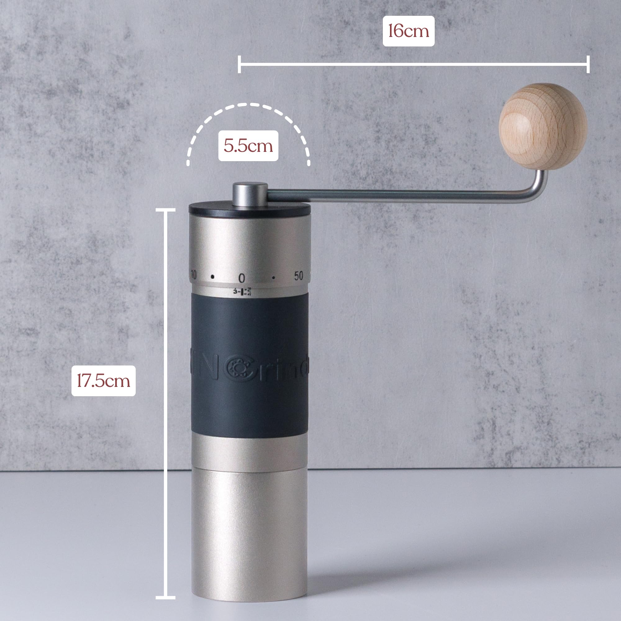 【Iron Gray】KINGrinder K6 Manual Hand Coffee Grinder with Straight Handle for French Press, Drip, Espresso with Assembly Consistency Stainless Steel Conical Burr Mill, 25-35g Capacity