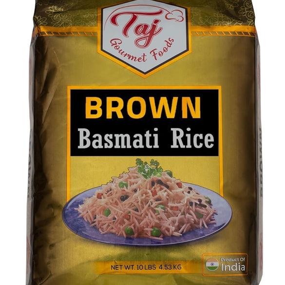 TAJ Gourmet Brown Basmati Rice, Naturally Aged, 10-Pounds