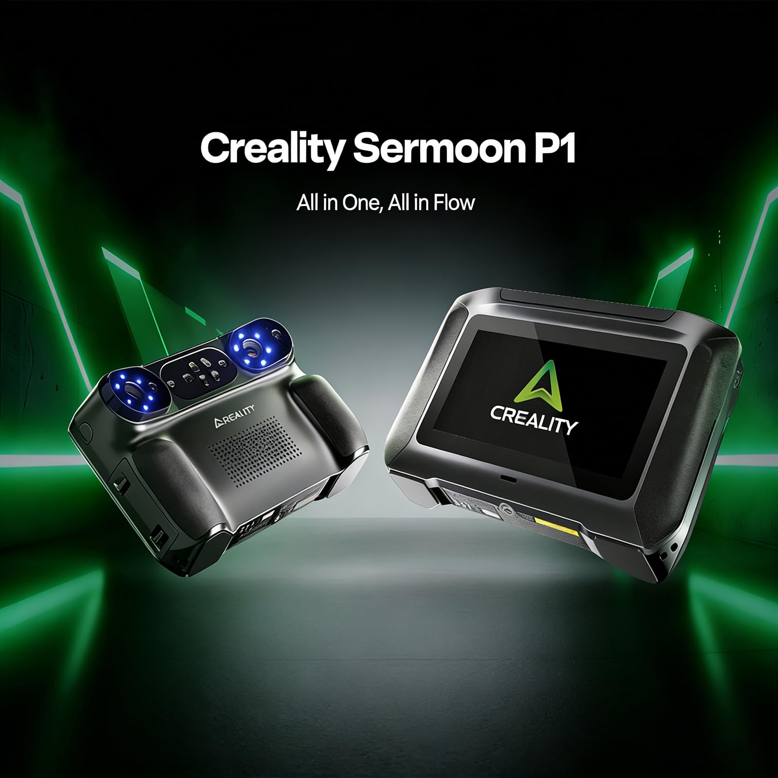 Creality Sermoon P1 3D Scanner, Handheld 22+7+1 Blue Laser&Infrared Wireless 3D Scanner with 6"Touch Screen, Supports Standalone&PC Modes, 0.02mm/m Accuracy for Modified Vehicles, Reverse Engineering
