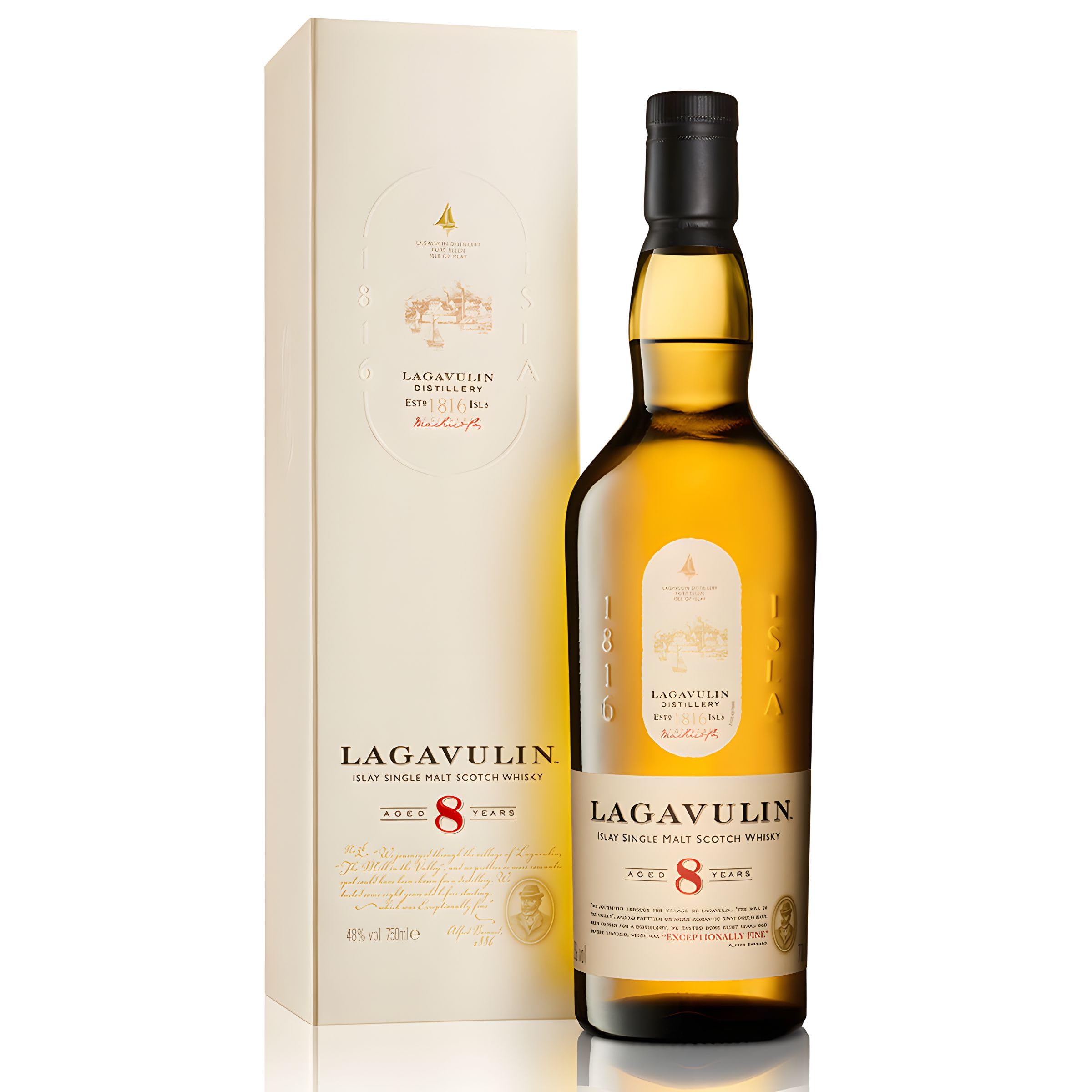 Lagavulin 16 Jahre Islay Single Malt Scotch Whisky, 43 % Vol, vol| rauchig, intensiv, torfig, süßer und salziger Single Malt Whisky, in Geschenkbox, gereift in Eichenfässern, 700ml