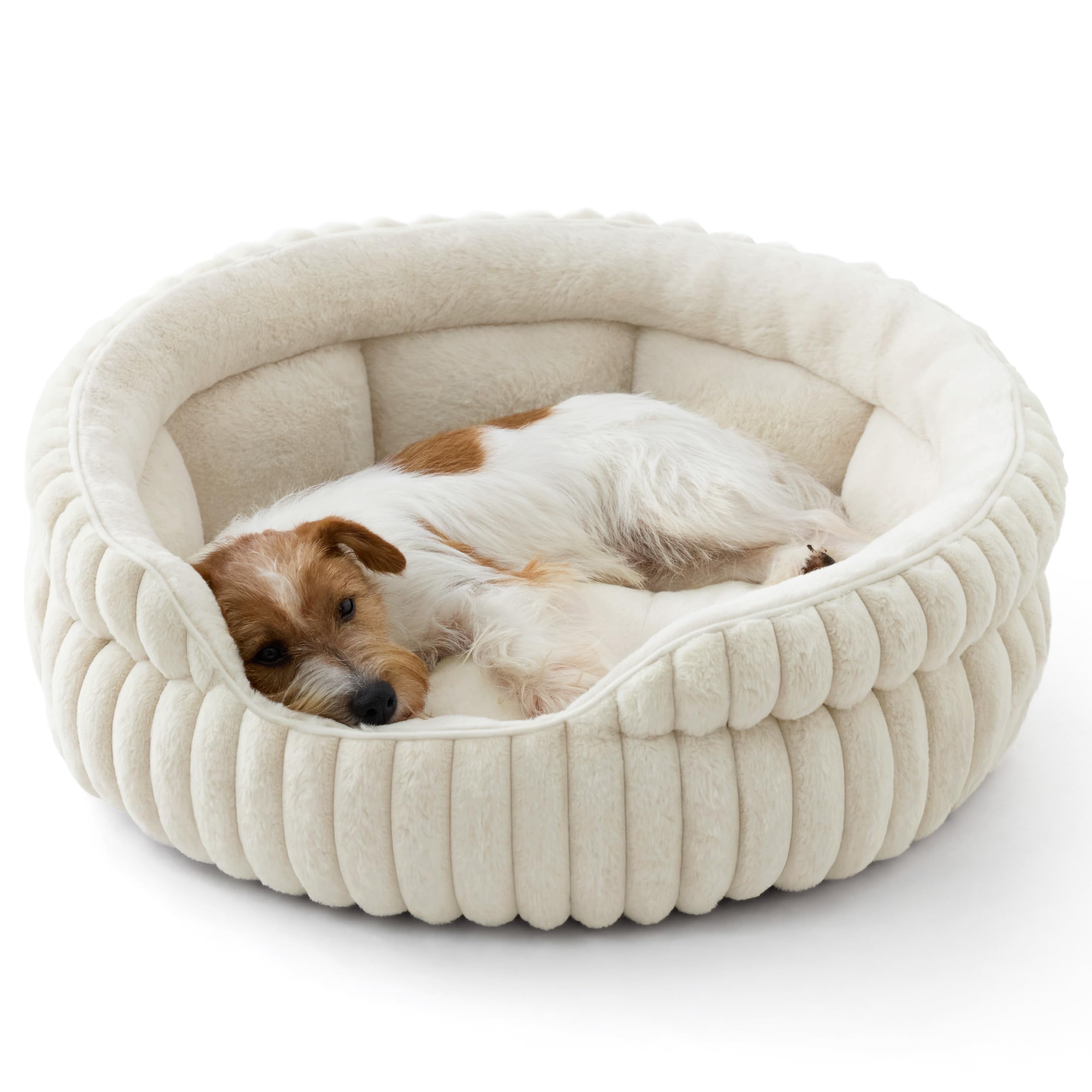 BEDSURE Flauschiges Katzenbett für Wohnungskatzen - 51 x 51 cm kleines rundes Katzenbett, waschbares Katzenbett für Kätzchen und Welpen mit Rutschfester Unterseite und abnehmbarem Kissen, grau
