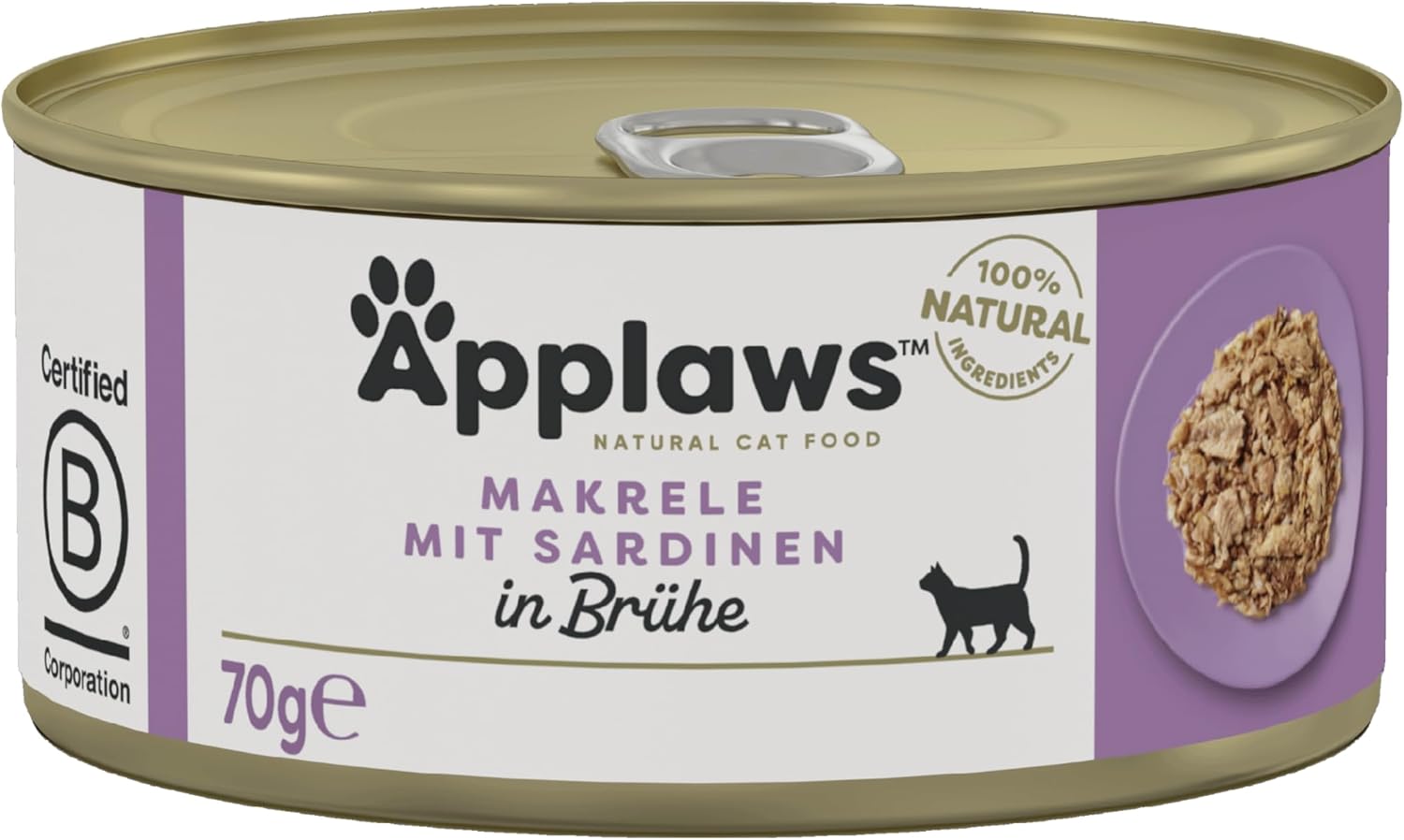 Applaws 100% Natural Thunfischfilet Nassfutter in Brühe für ausgewachsene Katzen - 24 x 70g Dosen