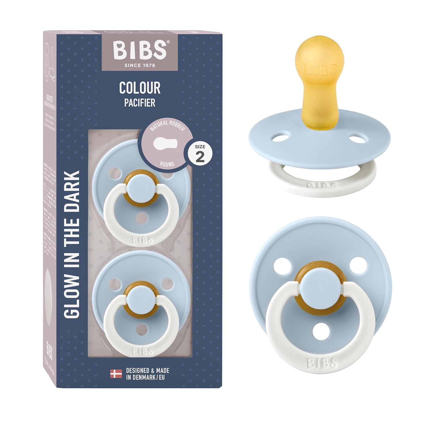 BIBS Colour Schnuller 2er-Pack, BPA-frei, Kirschform Nippel. Naturkautschuk/Latex, Hergestellt in Dänemark. Größe 1 | 0+ Monate | 2-Pack, Ivory/Sage