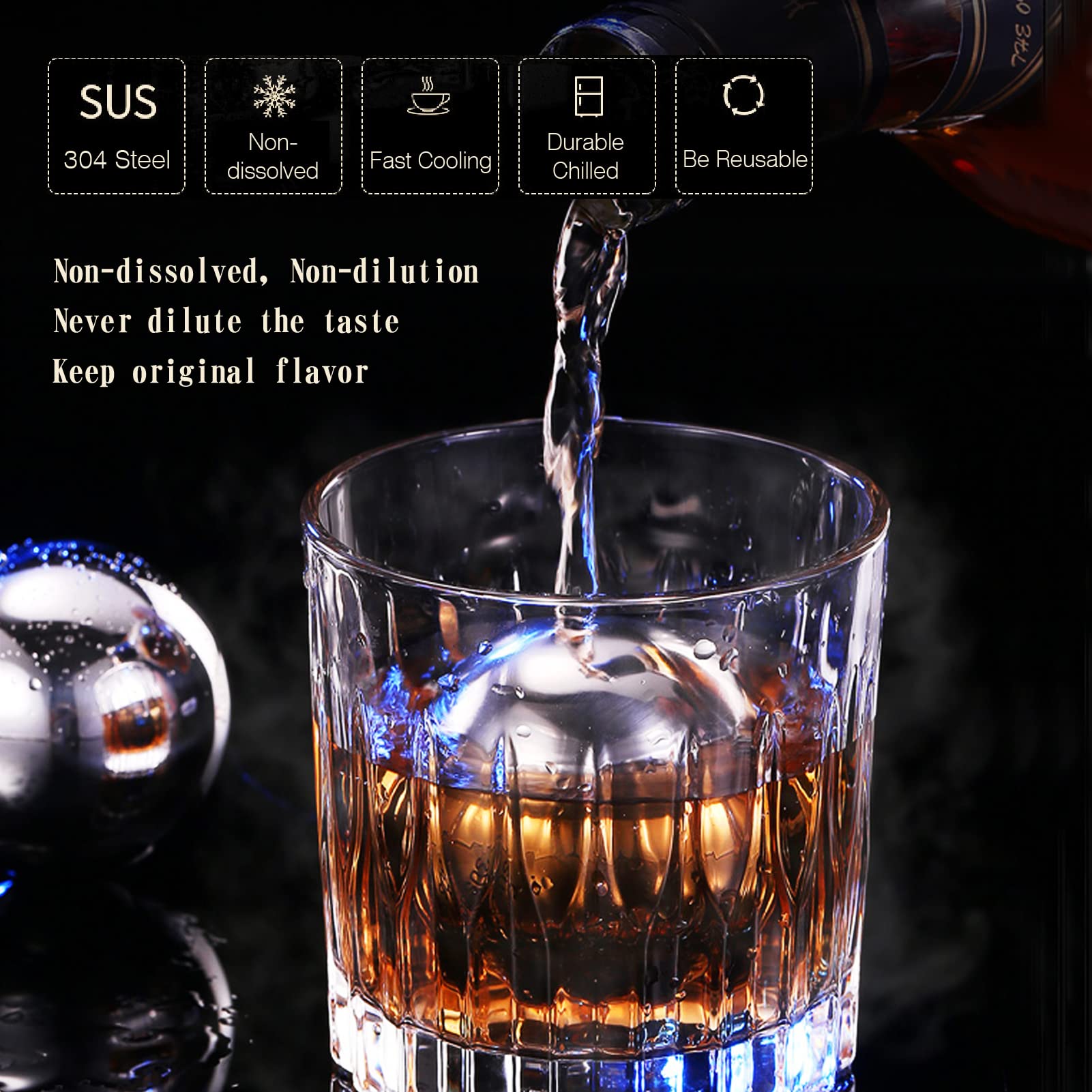 Geschenke für Männer Vatertagsgeschenke - Bullet Eiswürfel Edelstahl Wiederverwendbare Metall Whisky Steine für Jahrestag Und Geburtstag Personalisierte Geschenk für Ihn Ehemann Papa Freund (8Stück)