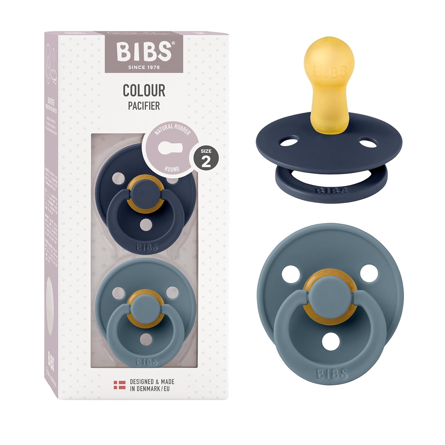 BIBS Colour Schnuller 2er-Pack, BPA-frei, Kirschform Nippel. Naturkautschuk/Latex, Hergestellt in Dänemark. Größe 1 | 0+ Monate | 2-Pack, Ivory/Sage
