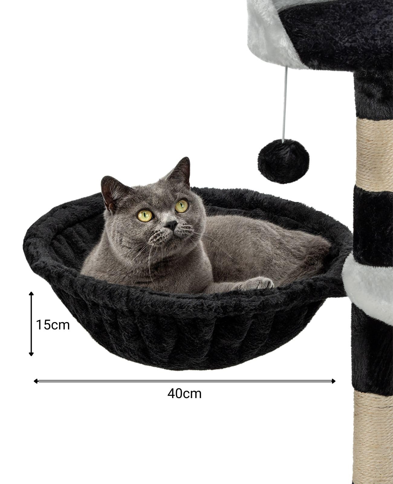 lionto Liegemulde aus weichem Plüsch für Kratzbaum, Ø 40 cm, 25 cm Tiefe, kuschelige Schlafmulde für jeden Katzenbaum mit M8-Gewinde, Stabiler Metallrahmen für kleine und große Katzen, dunkelgrau