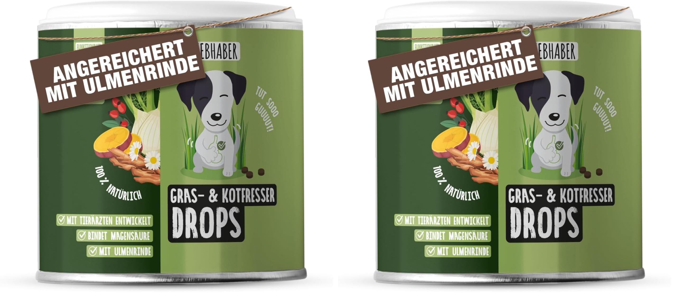 TIERLIEBHABER – Gras- & Kotfresser Drops bei Sodbrennen Hund mit Ulmenrinde für Hunde – Tierärztlich entwickelt – Hund Sodbrennen Drops angereichert mit Moor und Fenchel – 350 g mit ca. 160 Drops