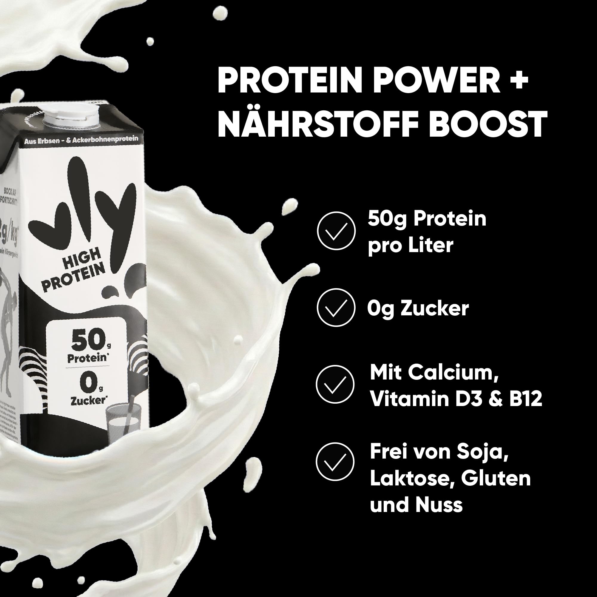vly BARISTA - Die vegane Milchalternative aus Erbsenprotein | Cremiger Schaum | Reich an Ballaststoffen, Calcium, Vitaminen & Protein | Laktosefrei, Glutenfrei, Zuckerarm, Pflanzlich - 16x1L
