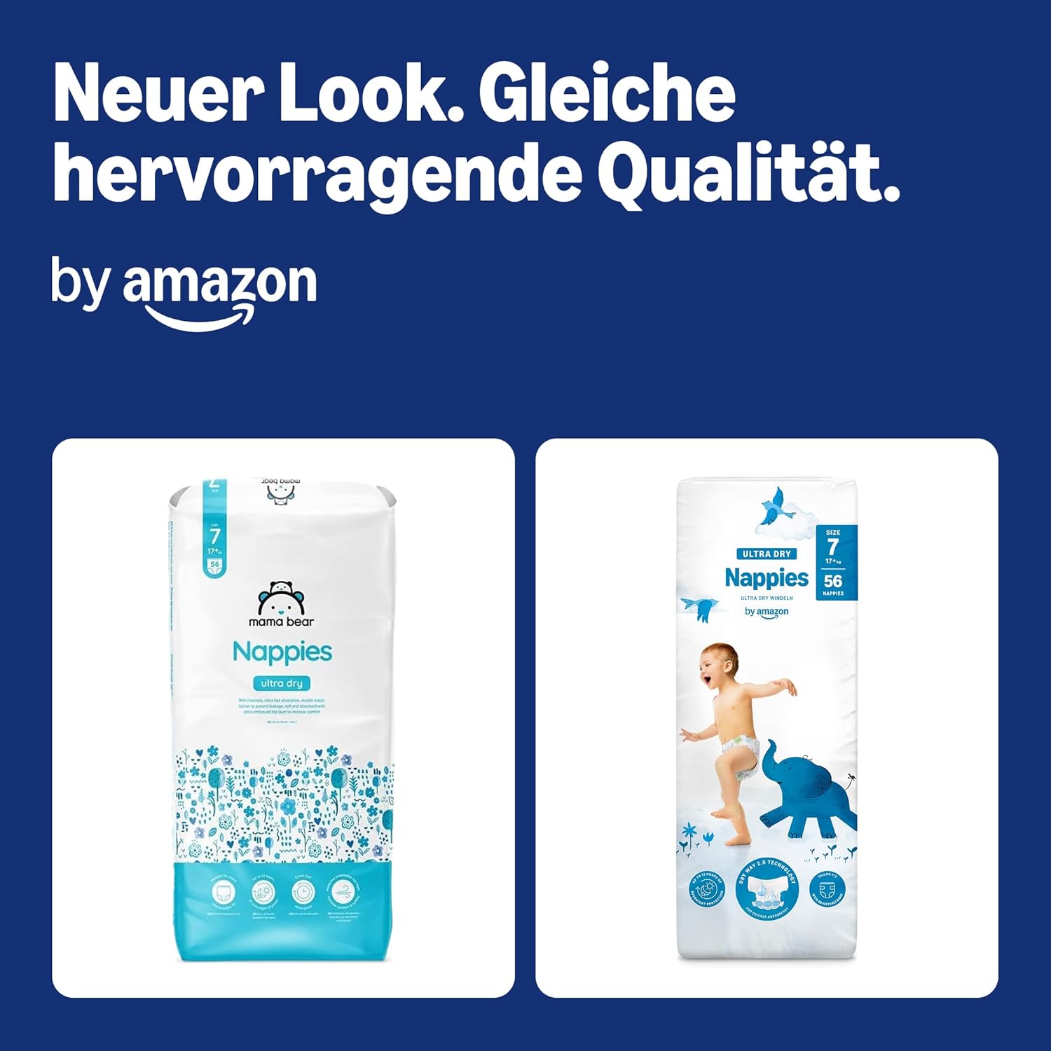 By Amazon Ultra Dry Windeln Größe 5 (10-16 kg) - MONATSBOX, Weiß, 152 Stück (2 Packungen mit 76) (Früher Unter Der Marke Mama Bear, Identisches Produkt)