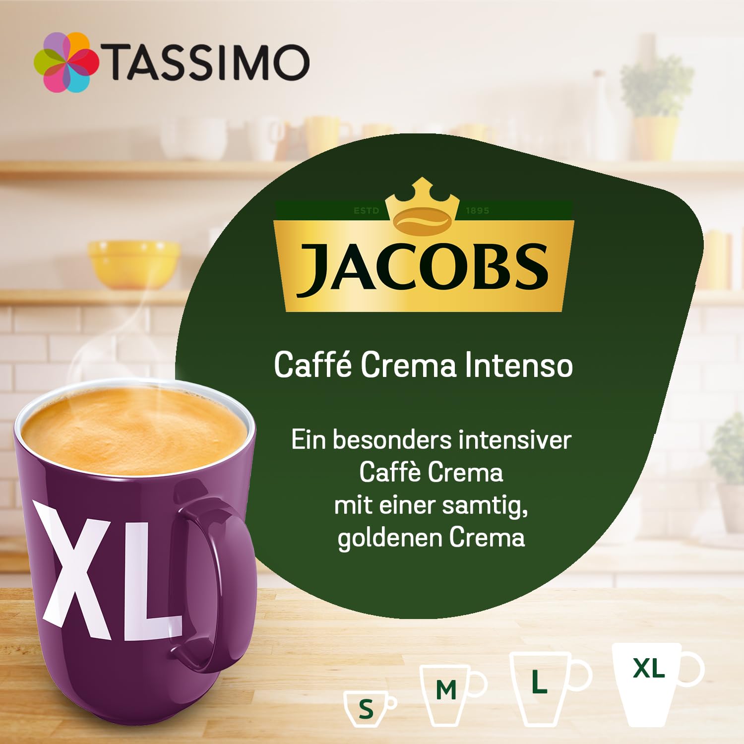 Tassimo Kapseln Jacobs Caffè Crema Classico XL, 5 x 16 Pads, 80 Kaffeekapseln