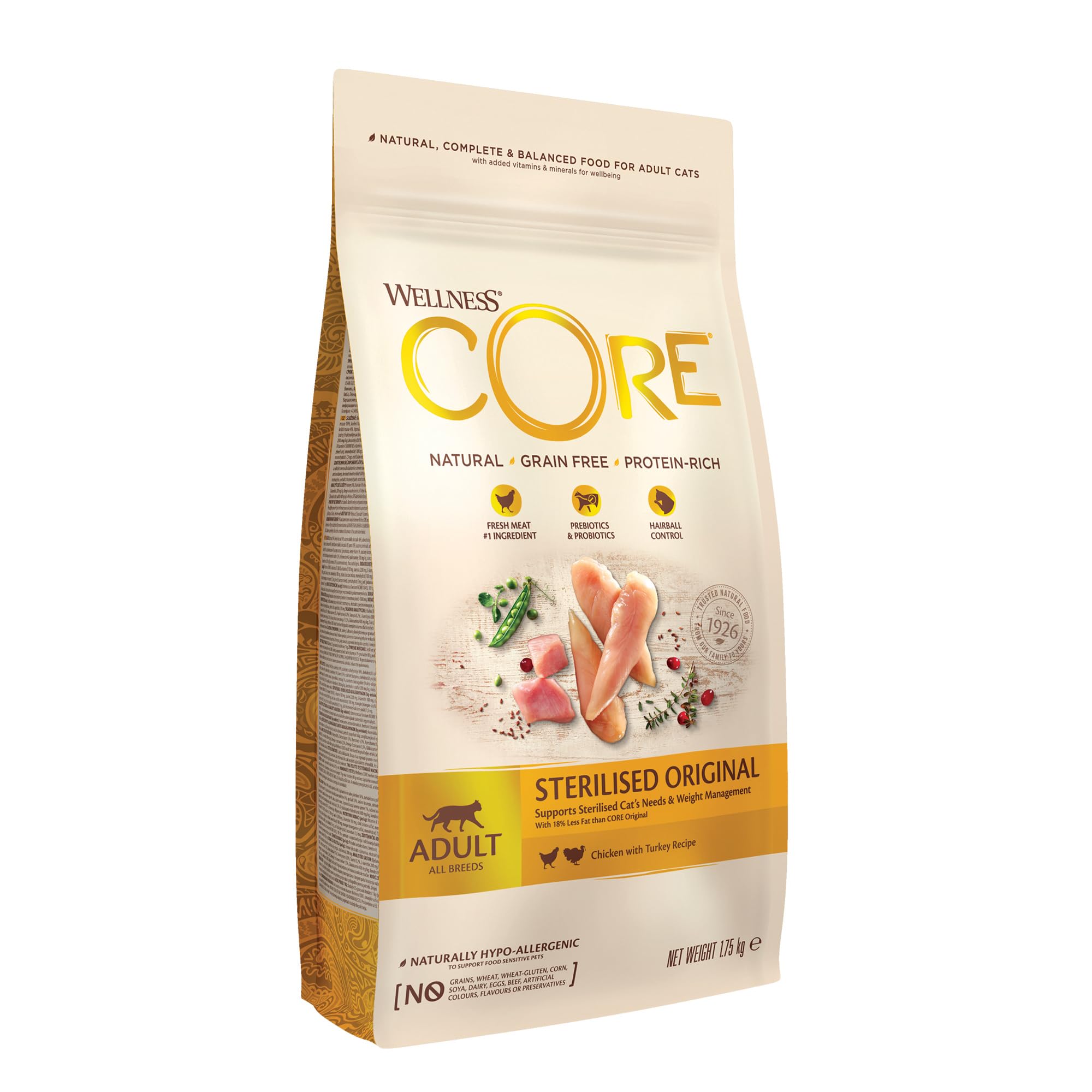 Wellness CORE Sterilised Ocean 4 kg, Lachs – Katzenfutter Trocken für sterilisierte Katzen, getreidefrei, natürlich, hypoallergen, proteinreich, unterstützt gesunde Haut und glänzendes Fell