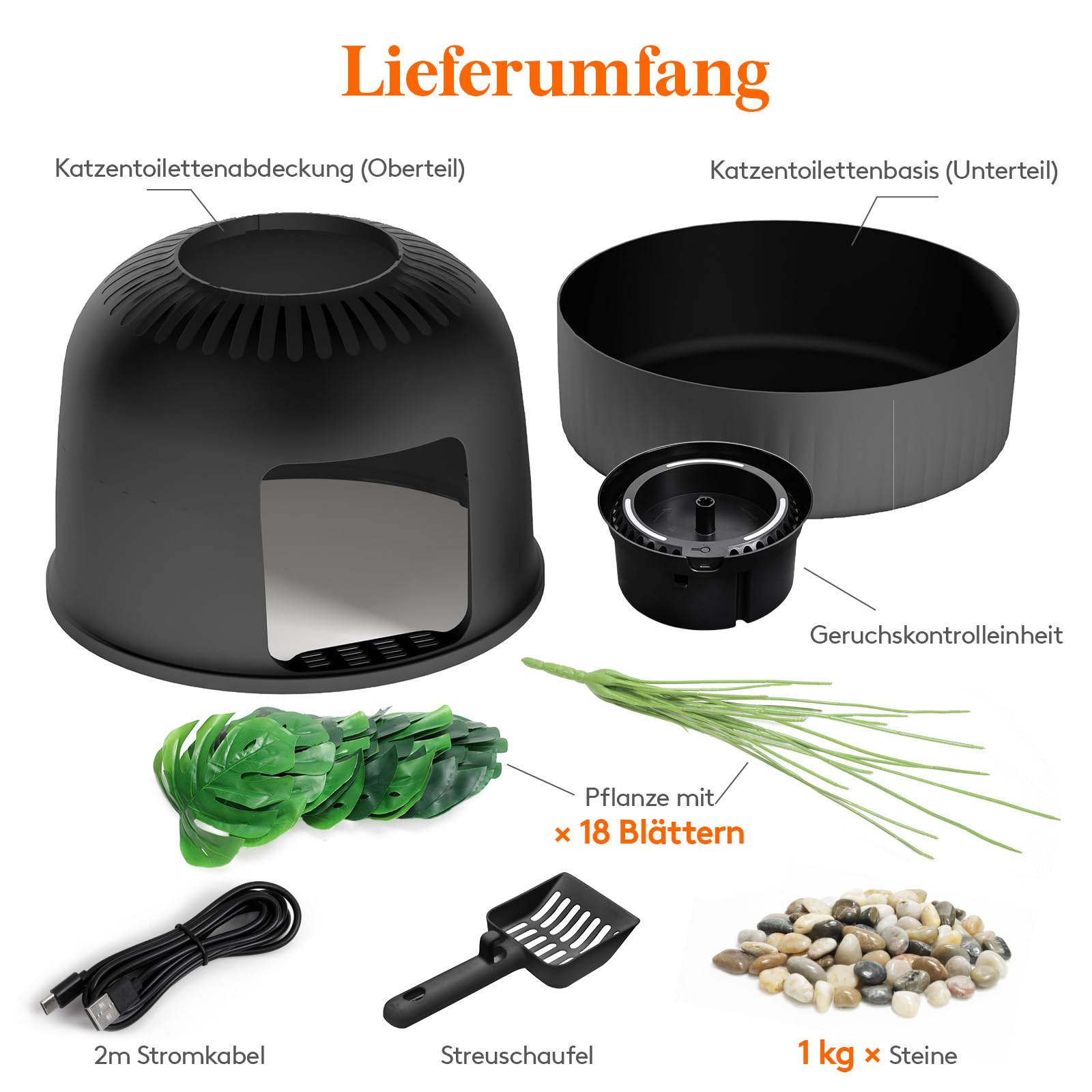 Lifewit Katzenklo Blumentopf mit Pflanze & Schaufel, Katzenklo Versteckt, Katzentoilette XXL mit Geruchskontrolle & Kohlefilter, Wohnzimmer, Schlafzimmer, Ecke, Weiß