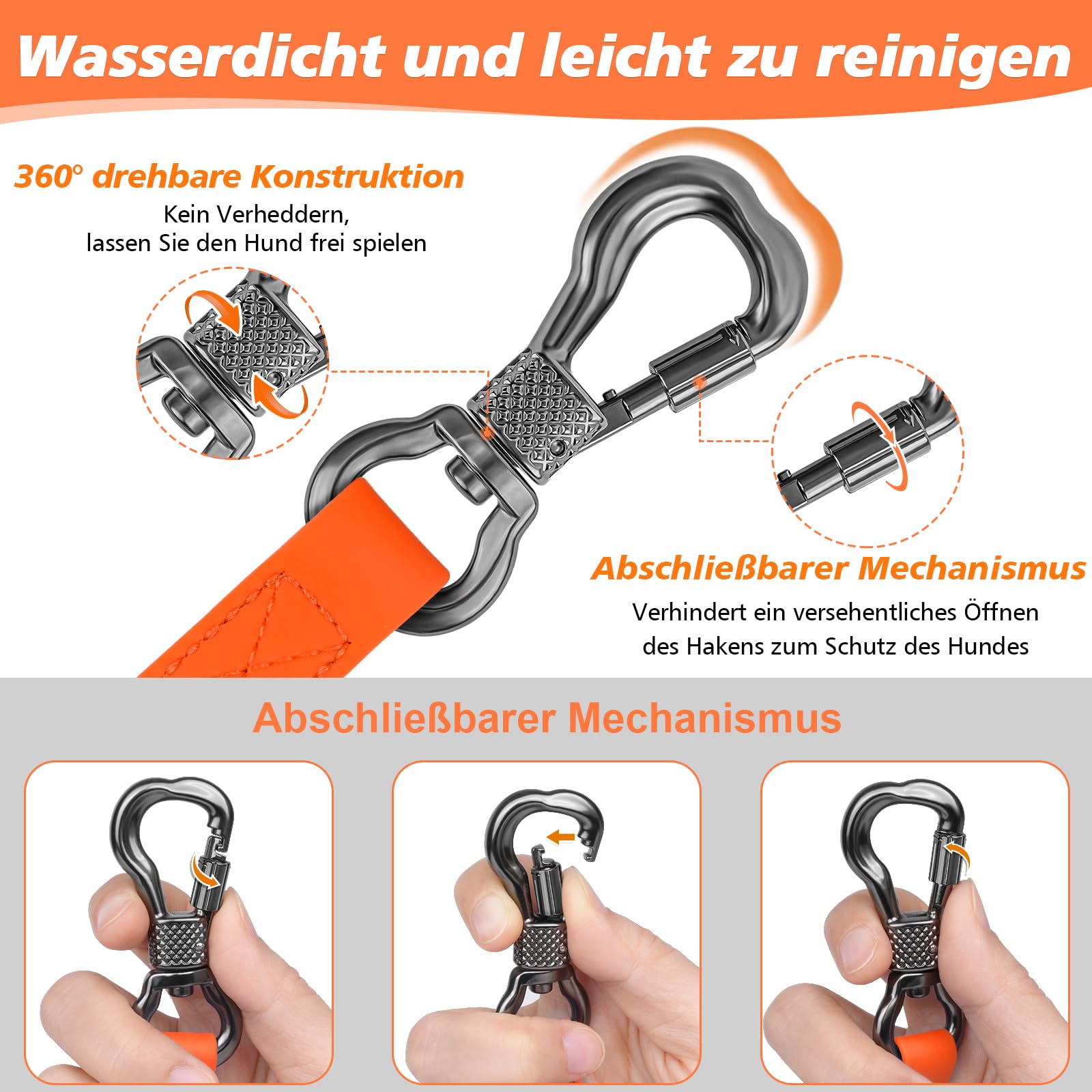 X XBEN Wasserdicht Schleppleine für Hunde,3M 5M 10M 15M 20M 30M Gummierte Schleppleine mit Abschließbarer Karabine,Wasserfest Hundeleine Laufleine für Große bis Kleine Hunde,Robuste Trainingsleine