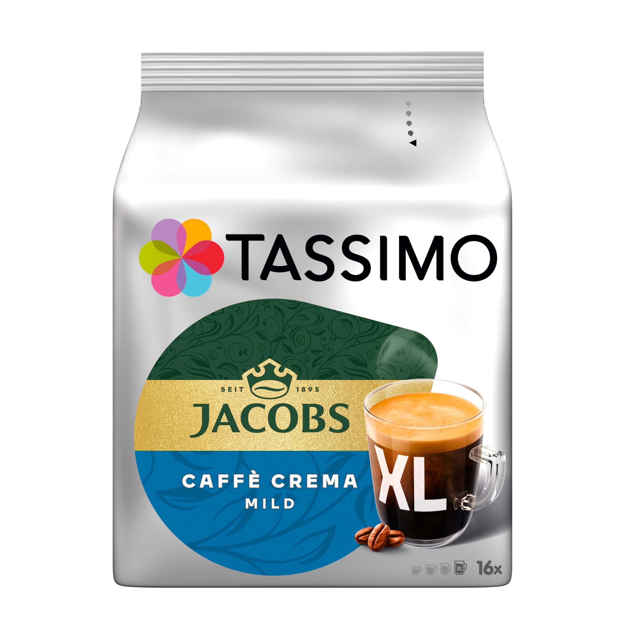Tassimo Kapseln Jacobs Caffè Crema Classico XL, 5 x 16 Pads, 80 Kaffeekapseln