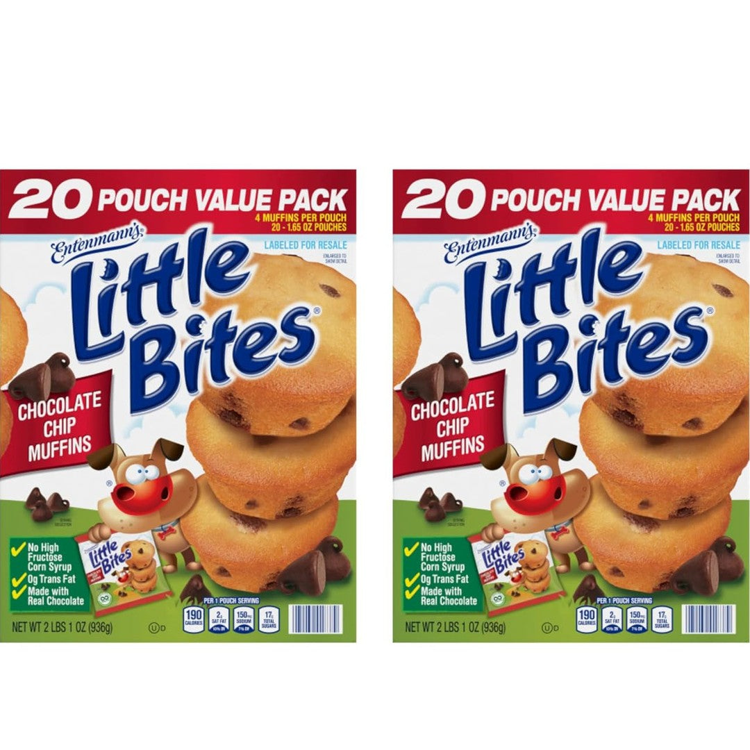 (Club Pack) Little Bites Chocolate Chip Muffins, 40 individual packs, (1.65 oz each), Mini Muffins, 66 oz Box