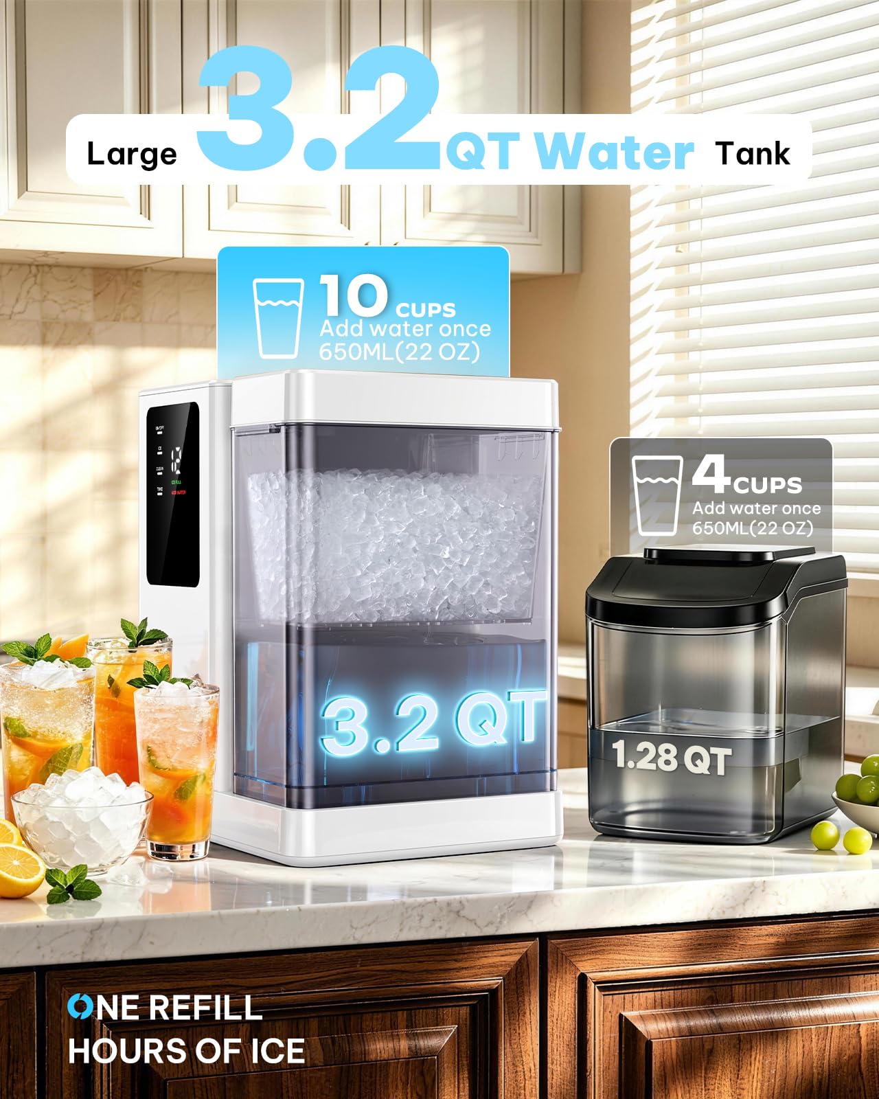 Nugget Ice Maker Countertop, Silonn Chewable Pellet Ice Machine with Self-Cleanin Function, 36lbs/24H Portable Ice Makers for Home Kitchen Officce, Black