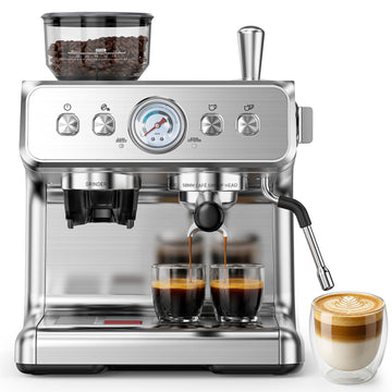 COWSAR 20 Bar Espresso Machine with Grinder & Milk Frother Steam Wand, 58mm Expresso Coffee machines, Commercial Stainless Steel Coffee Maker for Cappuccino and Latte, Perfect for Home Café-Pro